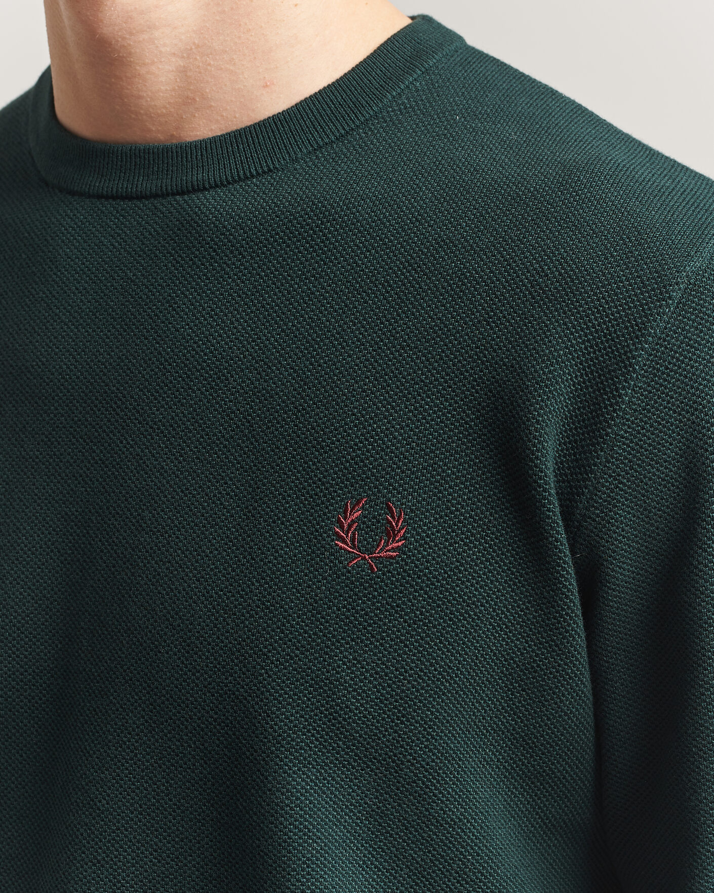 Hombres | Jerséis y prendas de punto | Fred Perry | Piqué Stitched Sweater Grassroots Green