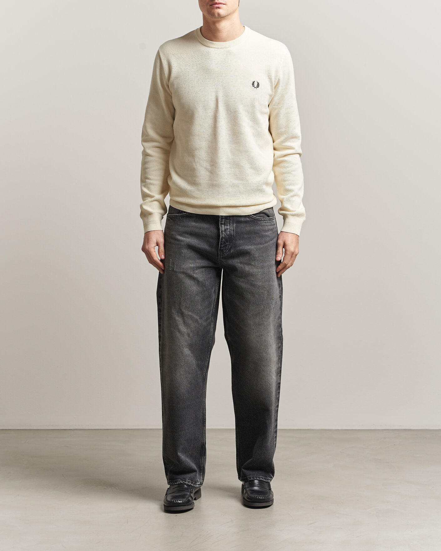 Hombres | Jerséis y prendas de punto | Fred Perry | Piqué Stitched Sweater Ecru