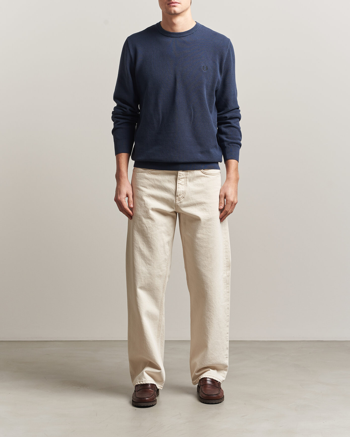 Hombres | Jerséis y prendas de punto | Fred Perry | Piqué Stitched Sweater Dark Airforce