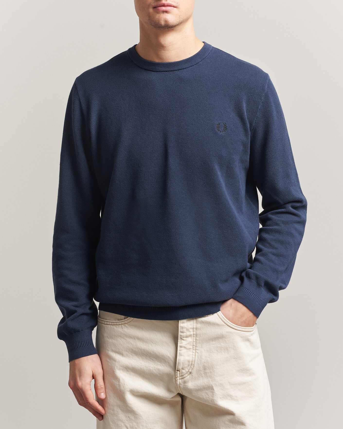 Hombres | Jerséis y prendas de punto | Fred Perry | Piqué Stitched Sweater Dark Airforce