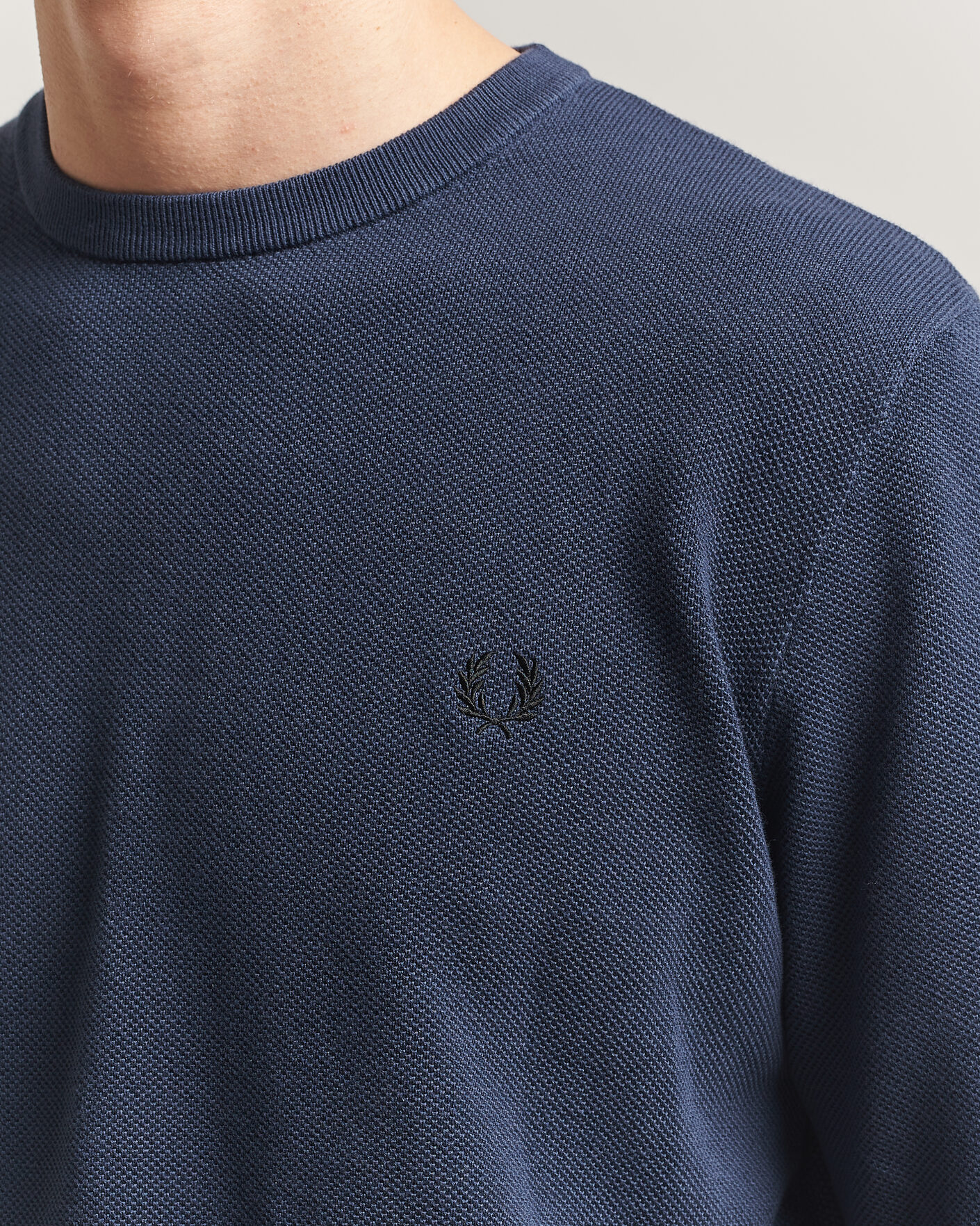 Hombres | Jerséis y prendas de punto | Fred Perry | Piqué Stitched Sweater Dark Airforce