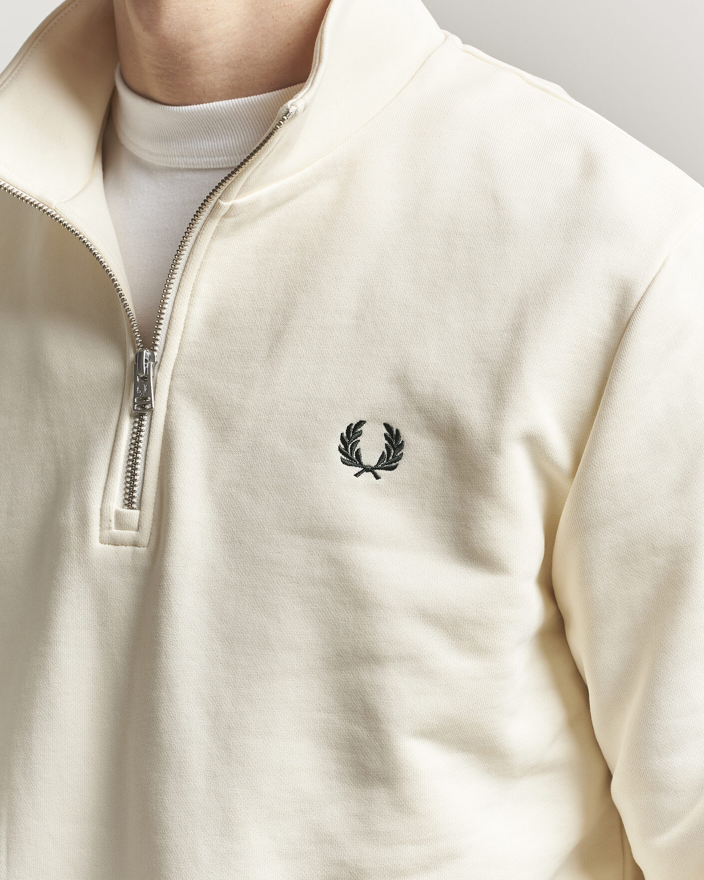 Hombres | Jerséis y prendas de punto | Fred Perry | Half Zip Sweatshirt Ecru
