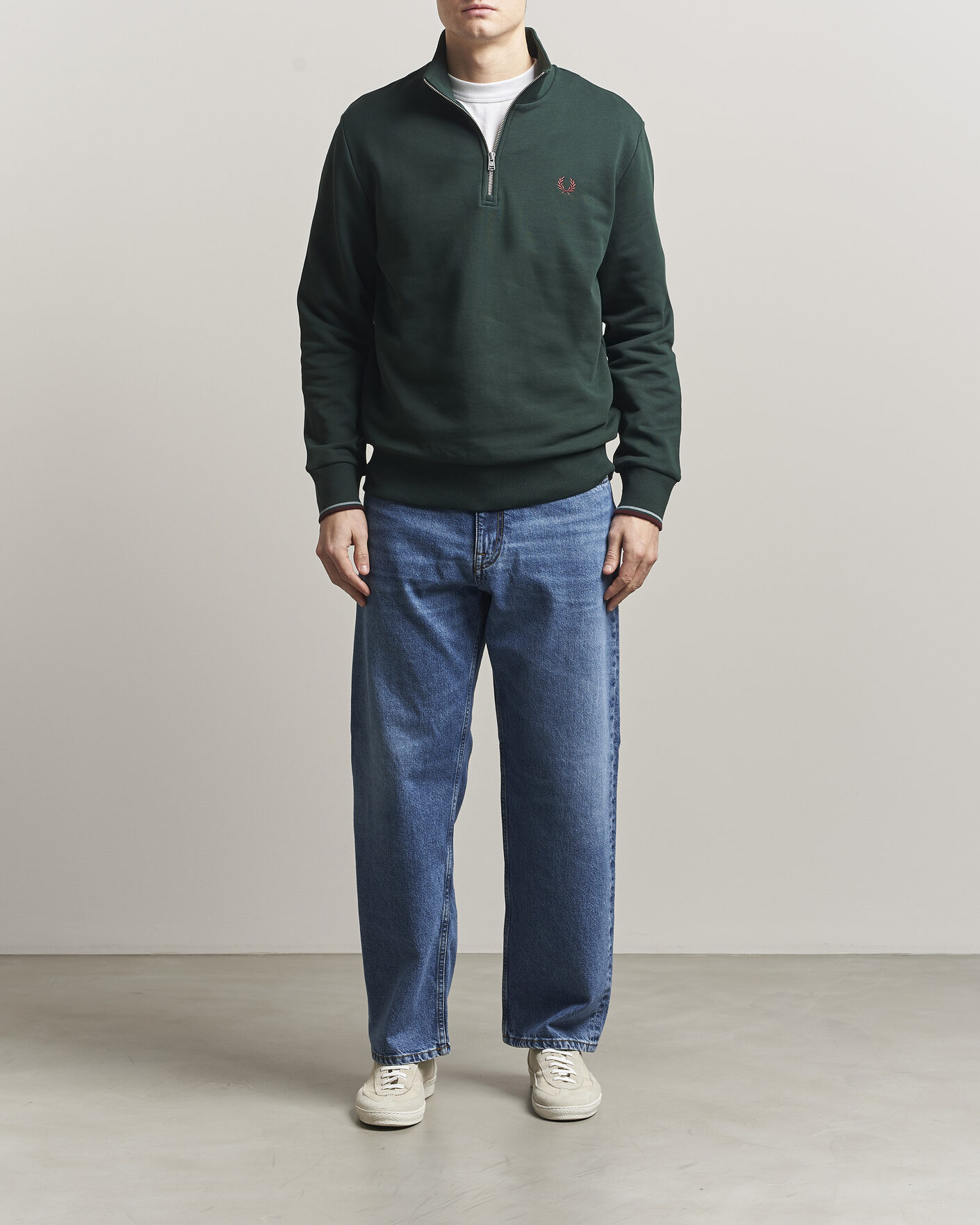 Hombres | Jerséis y prendas de punto | Fred Perry | Half Zip Sweatshirt Grassroots Green
