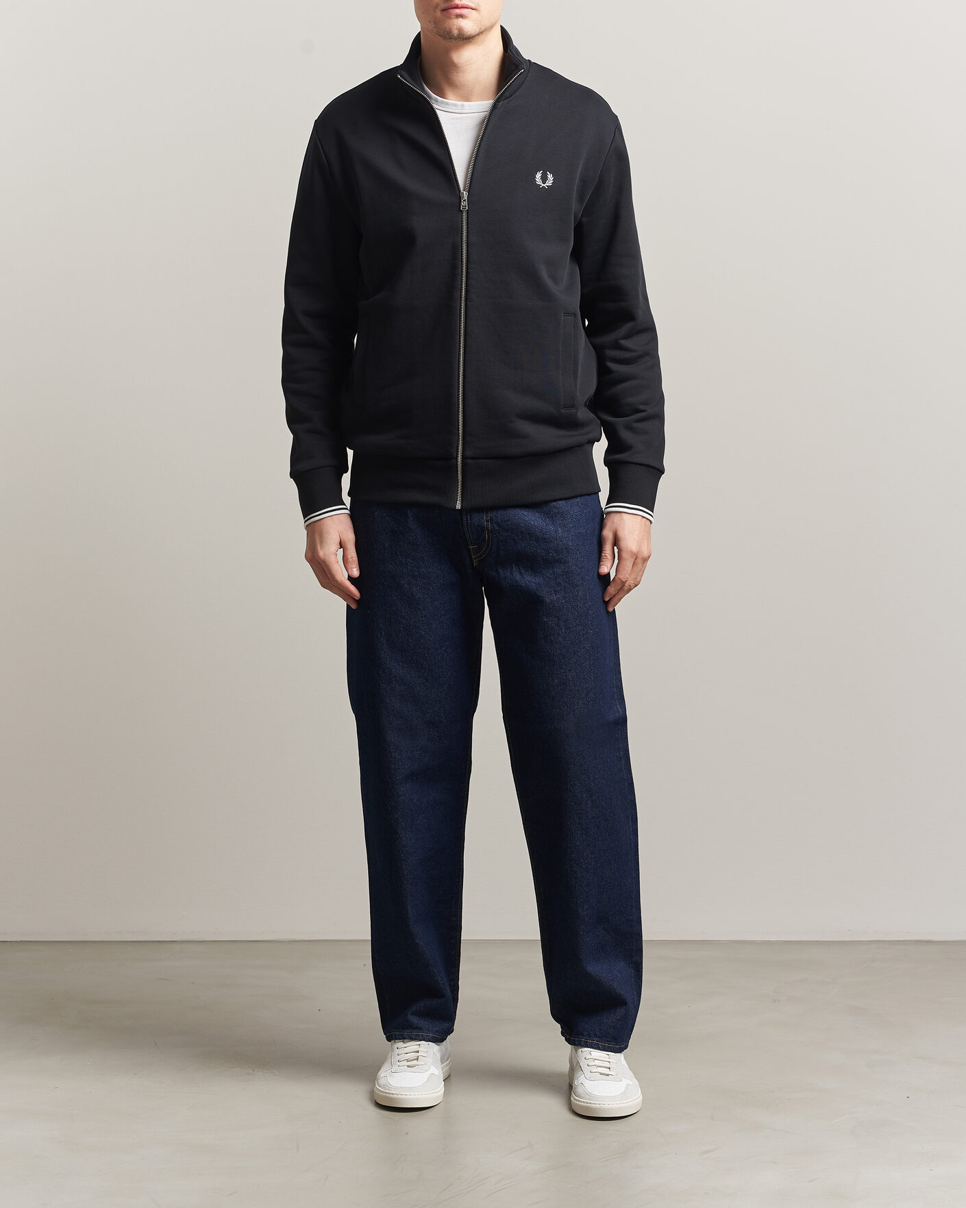 Hombres | Jerséis y prendas de punto | Fred Perry | Full Zip Sweatshirt Black
