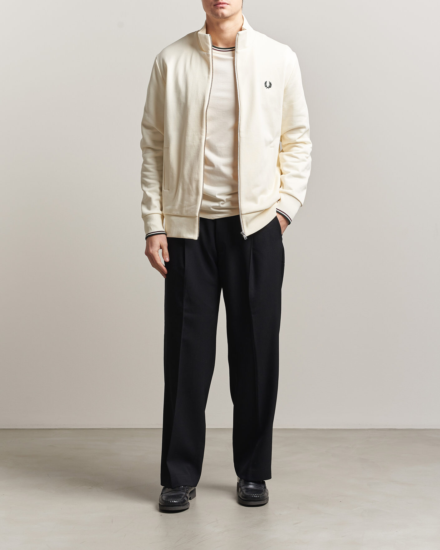 Hombres | Jerséis y prendas de punto | Fred Perry | Full Zip Sweatshirt Ecru