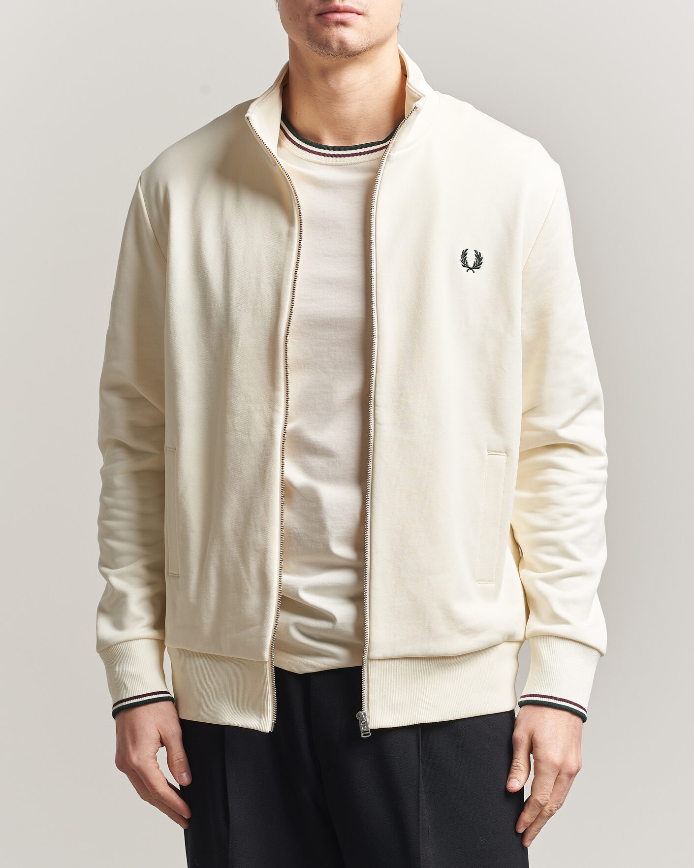 Hombres | Jerséis y prendas de punto | Fred Perry | Full Zip Sweatshirt Ecru