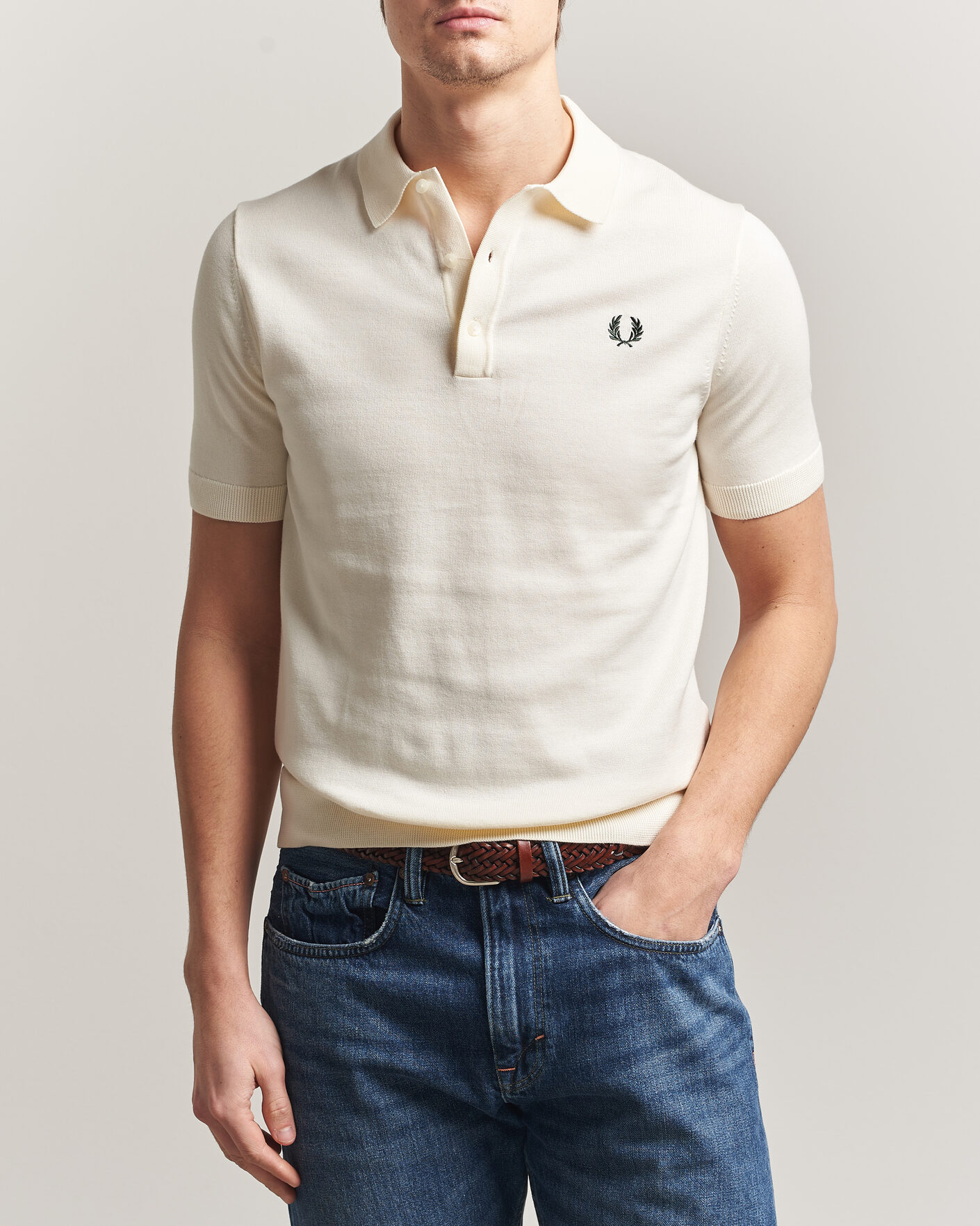 Hombres | Polos | Fred Perry | Cotton Knitted Polo Ecru