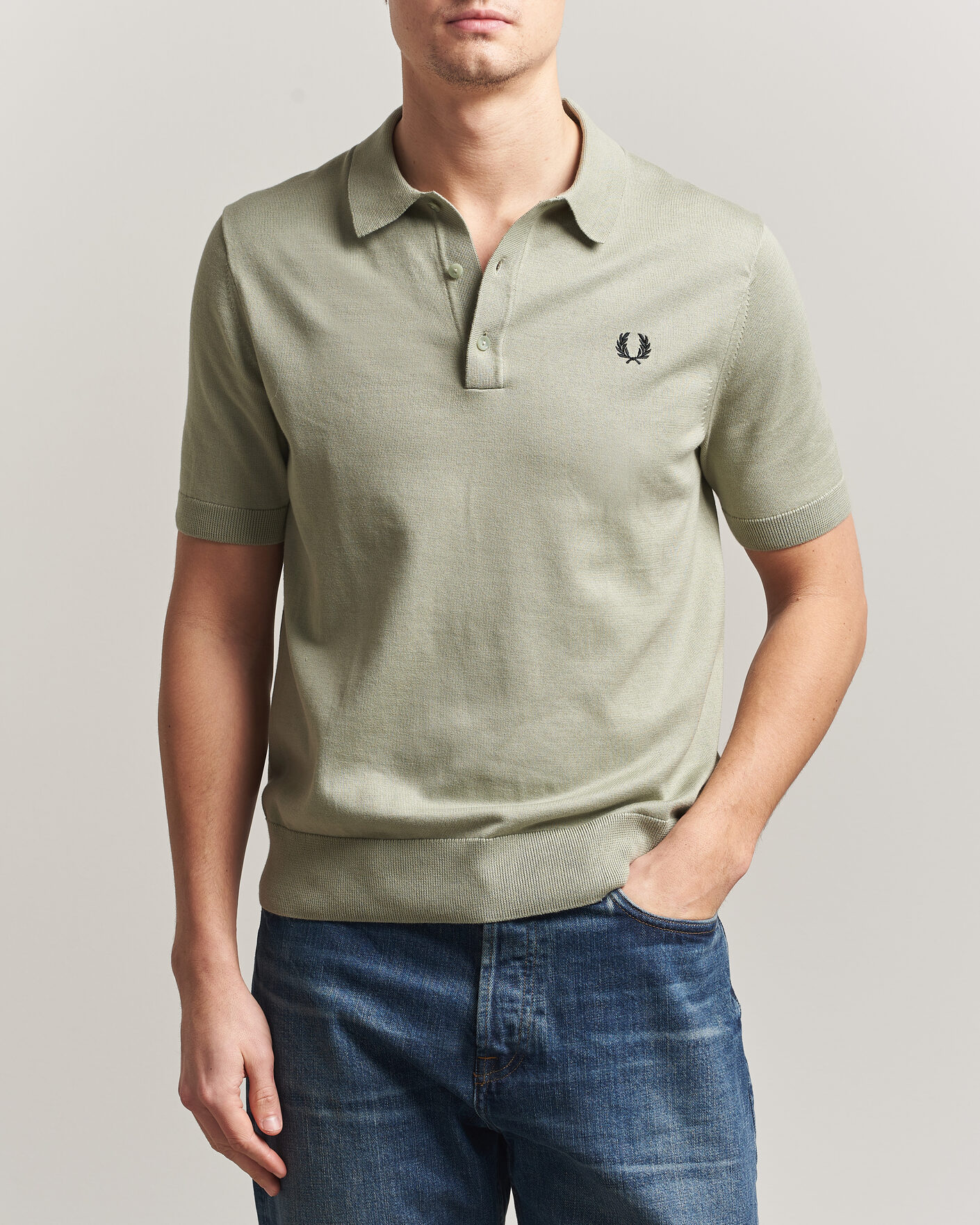 Hombres | Polos | Fred Perry | Cotton Knitted Polo Seagrass Green