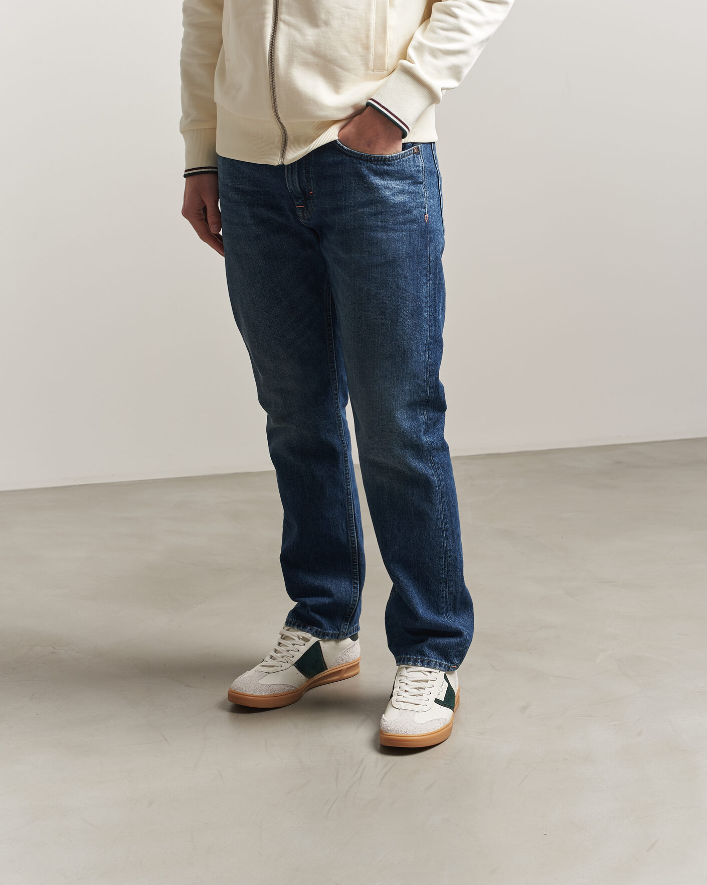 Hombres | Zapatillas | Fred Perry | B4 Leather/Suede Sneaker Light Ecru/Green