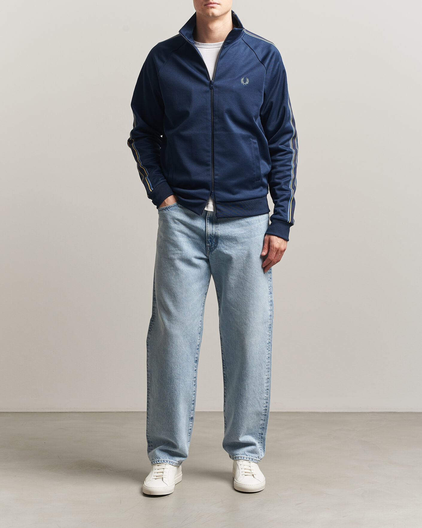 Hombres | Jerséis y prendas de punto | Fred Perry | Tramline Taped Track Jacket Tennis Blue