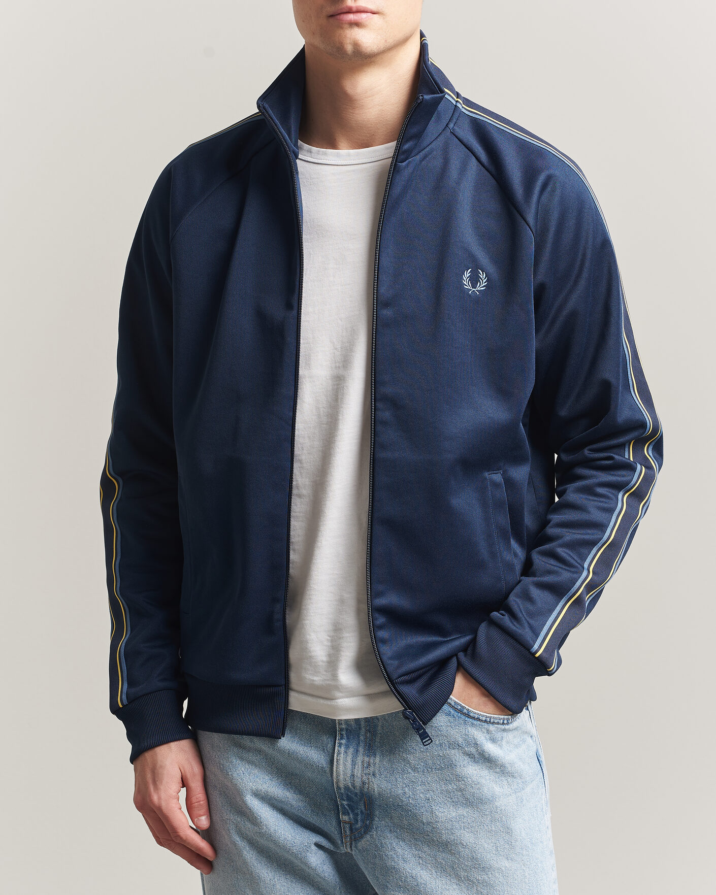 Hombres | Jerséis y prendas de punto | Fred Perry | Tramline Taped Track Jacket Tennis Blue