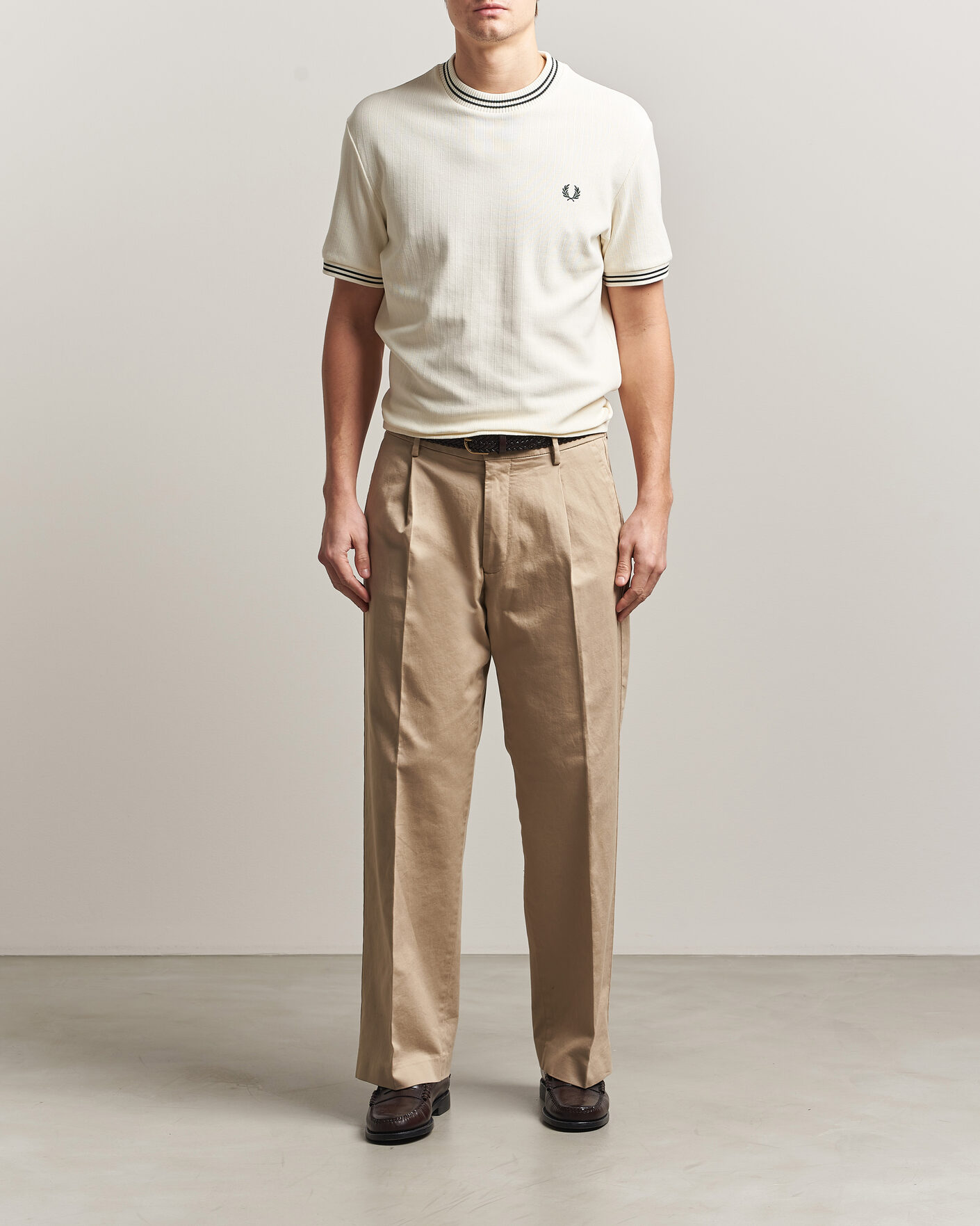 Hombres | Camisetas | Fred Perry | Rib Knitted T-Shirt Ecru