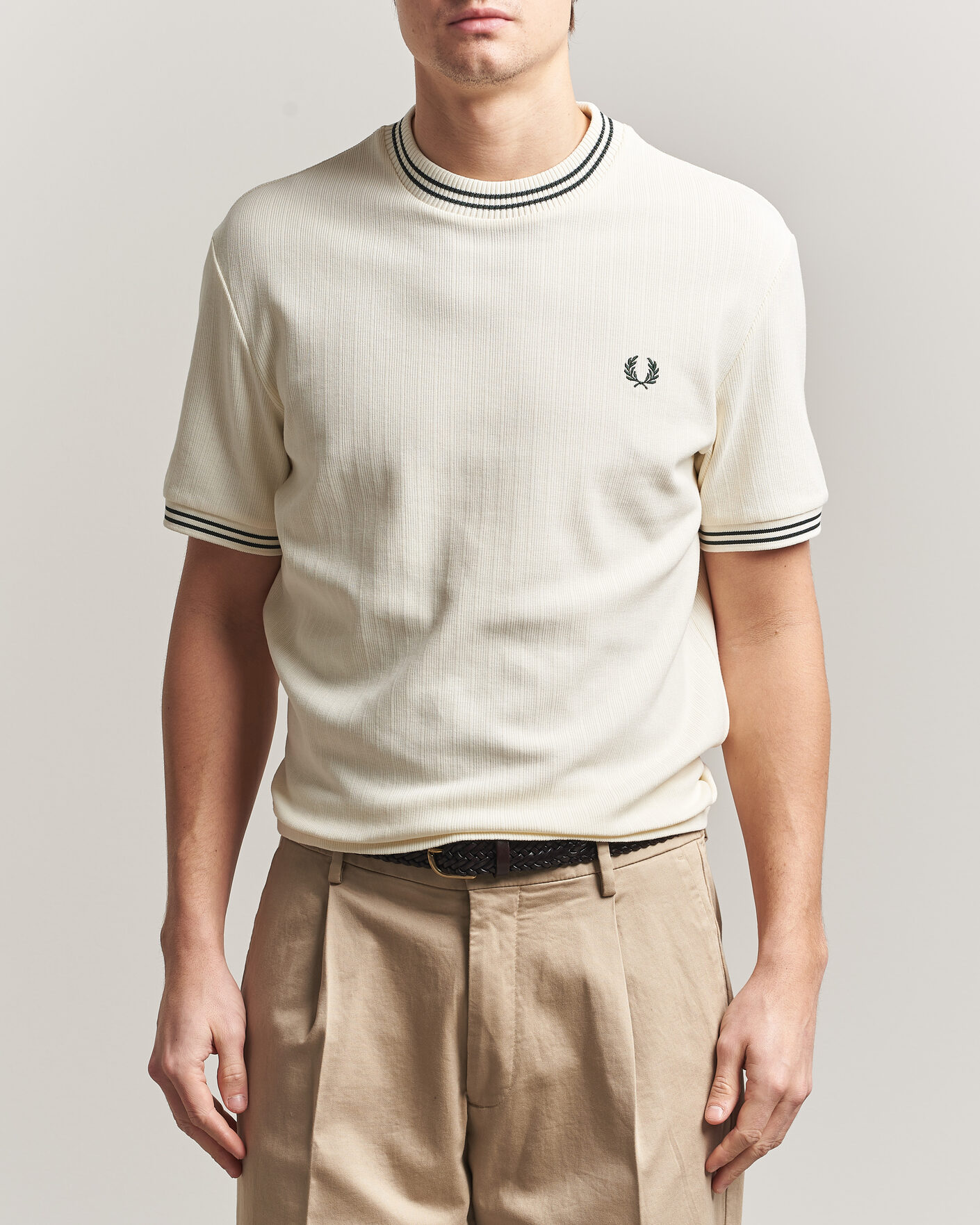 Hombres | Camisetas | Fred Perry | Rib Knitted T-Shirt Ecru