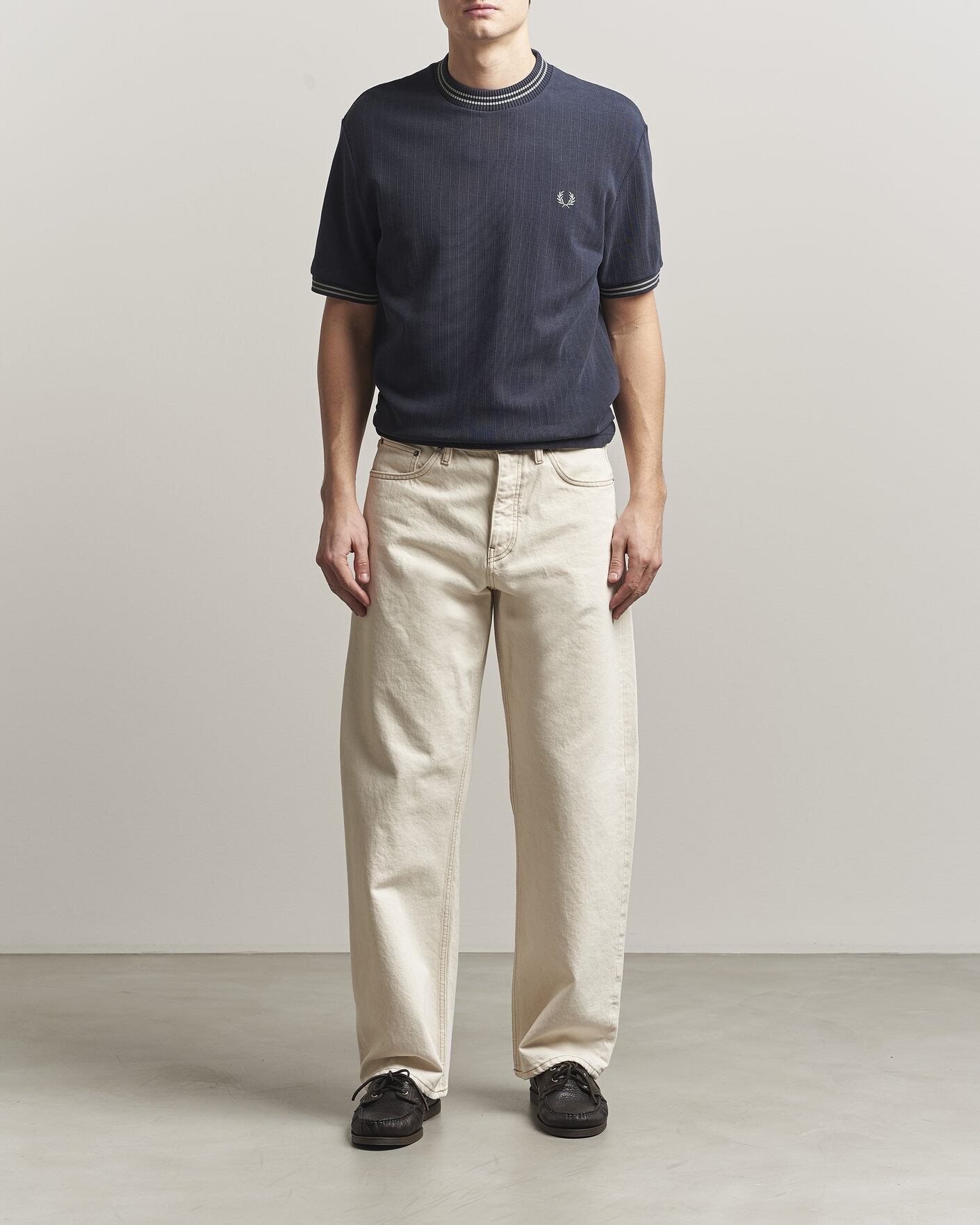 Hombres | Camisetas | Fred Perry | Rib Knitted T-Shirt Navy