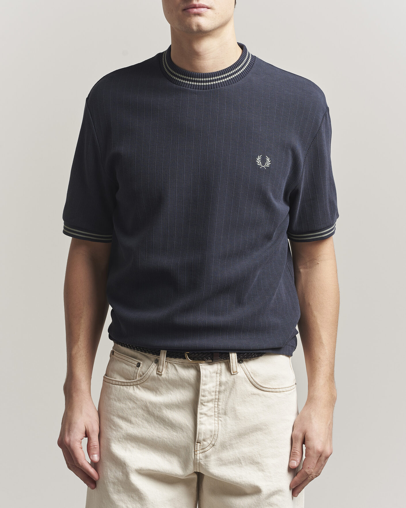 Hombres | Camisetas | Fred Perry | Rib Knitted T-Shirt Navy
