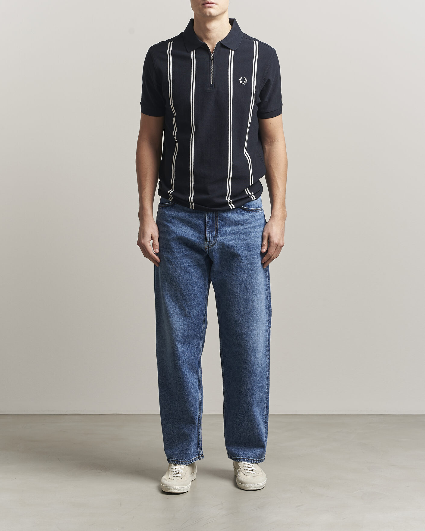 Hombres | Polos | Fred Perry | Vertical Striped Polo Navy