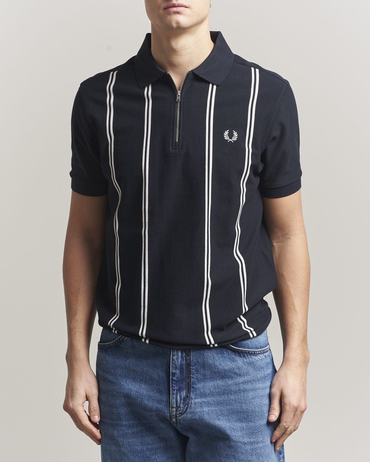 Hombres | Polos | Fred Perry | Vertical Striped Polo Navy