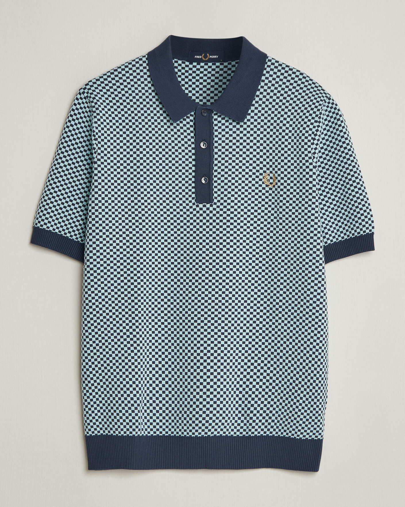 Hombres | Polos | Fred Perry | Checkboard Knitted Polo Dark Airforce