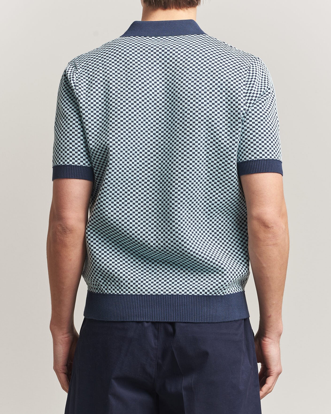 Hombres | Polos | Fred Perry | Checkboard Knitted Polo Dark Airforce