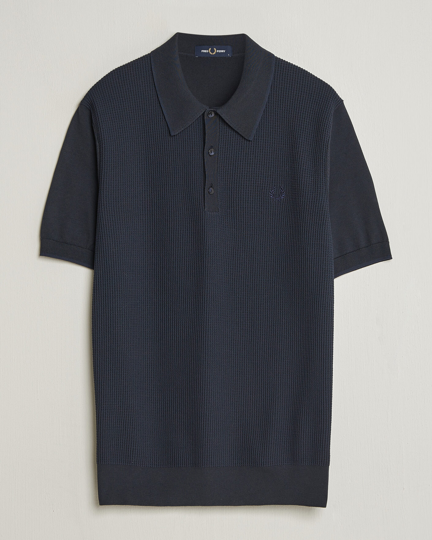 Hombres | Polos | Fred Perry | Waffle Knitted Polo Navy