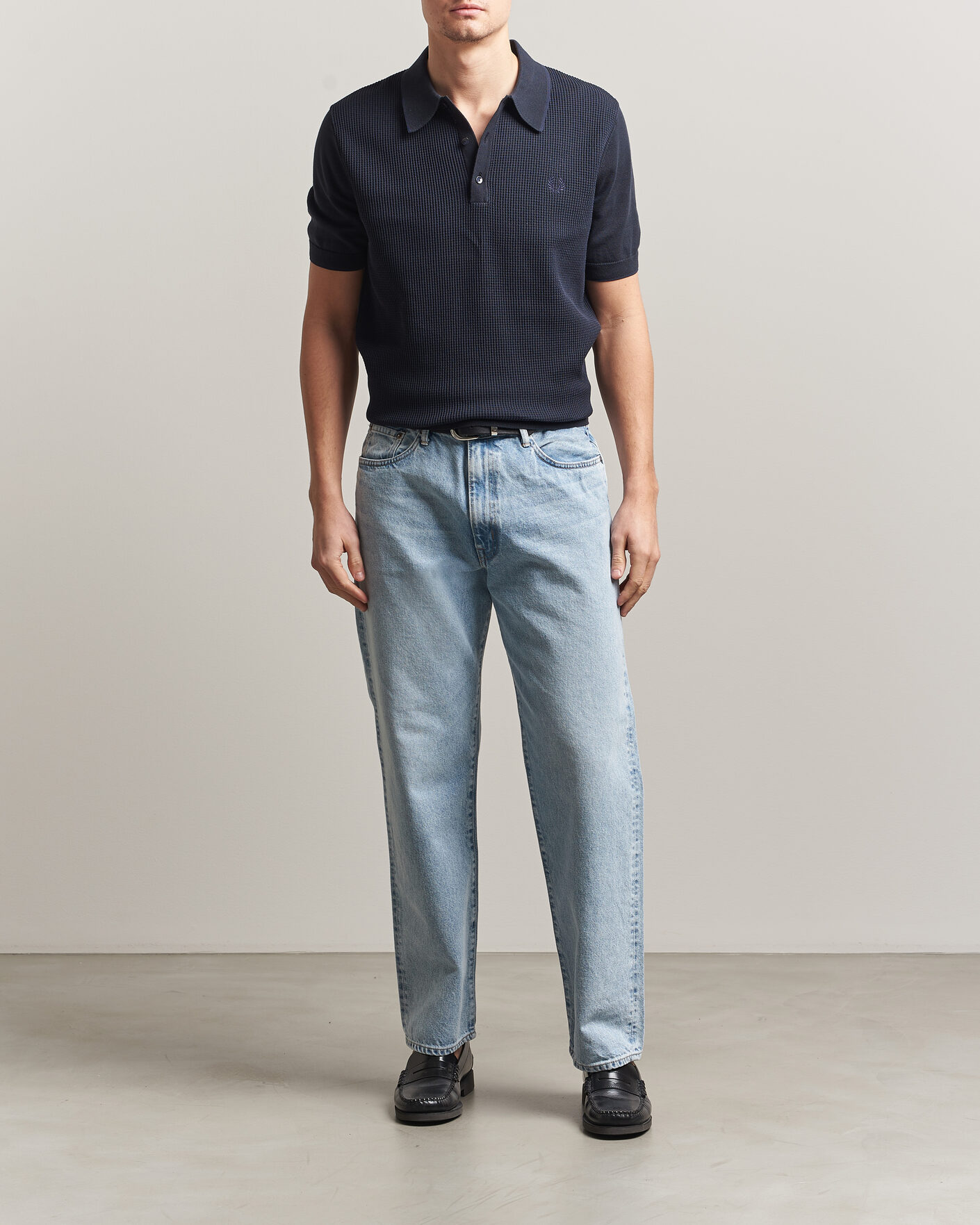 Hombres | Polos | Fred Perry | Waffle Knitted Polo Navy