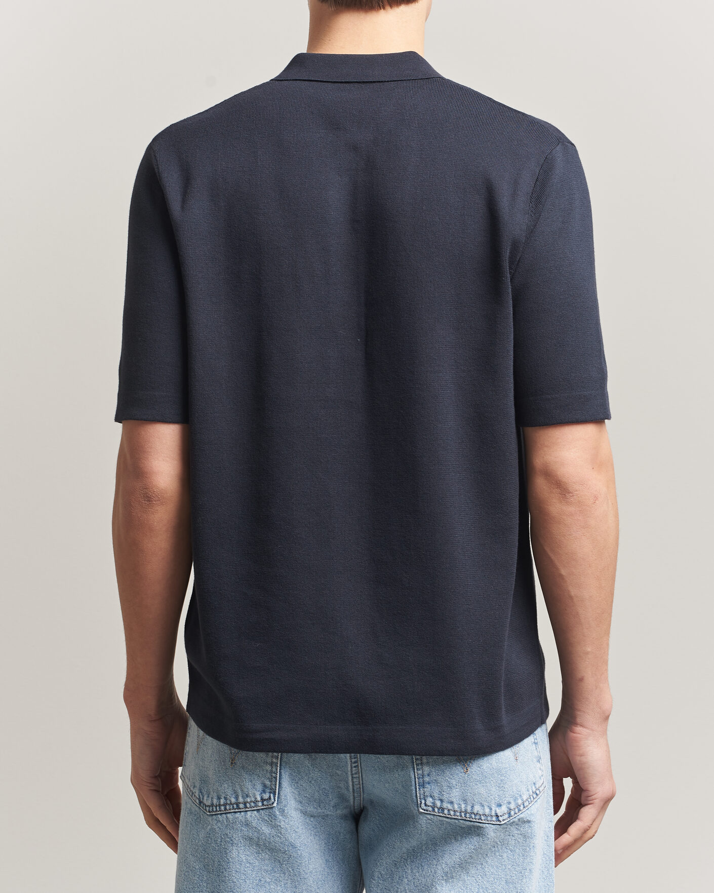 Hombres | Camisas | Fred Perry | Tonal Vertical Striped Knitted Shirt Navy