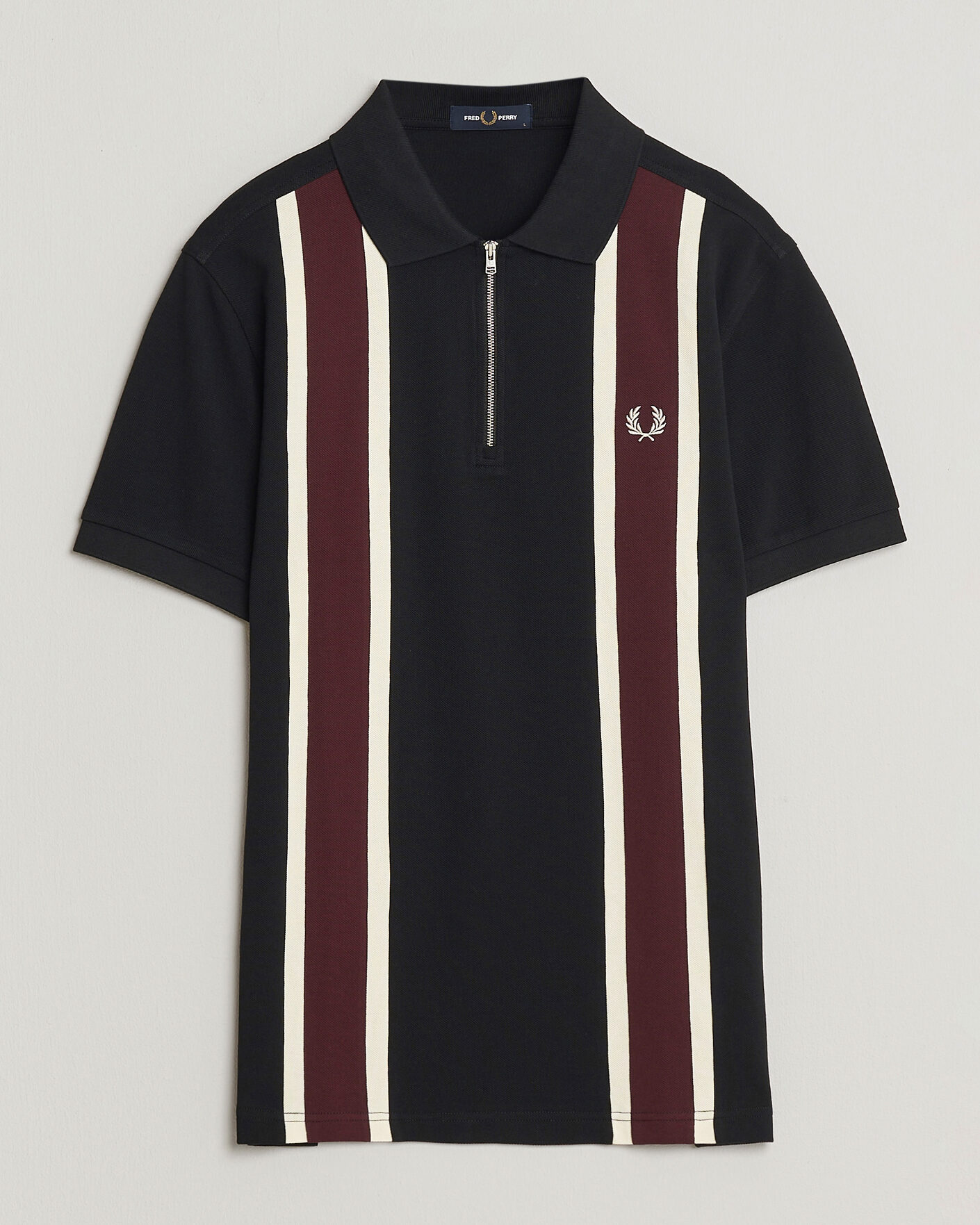 Hombres | Polos | Fred Perry | Tramline Half Zip Polo Black