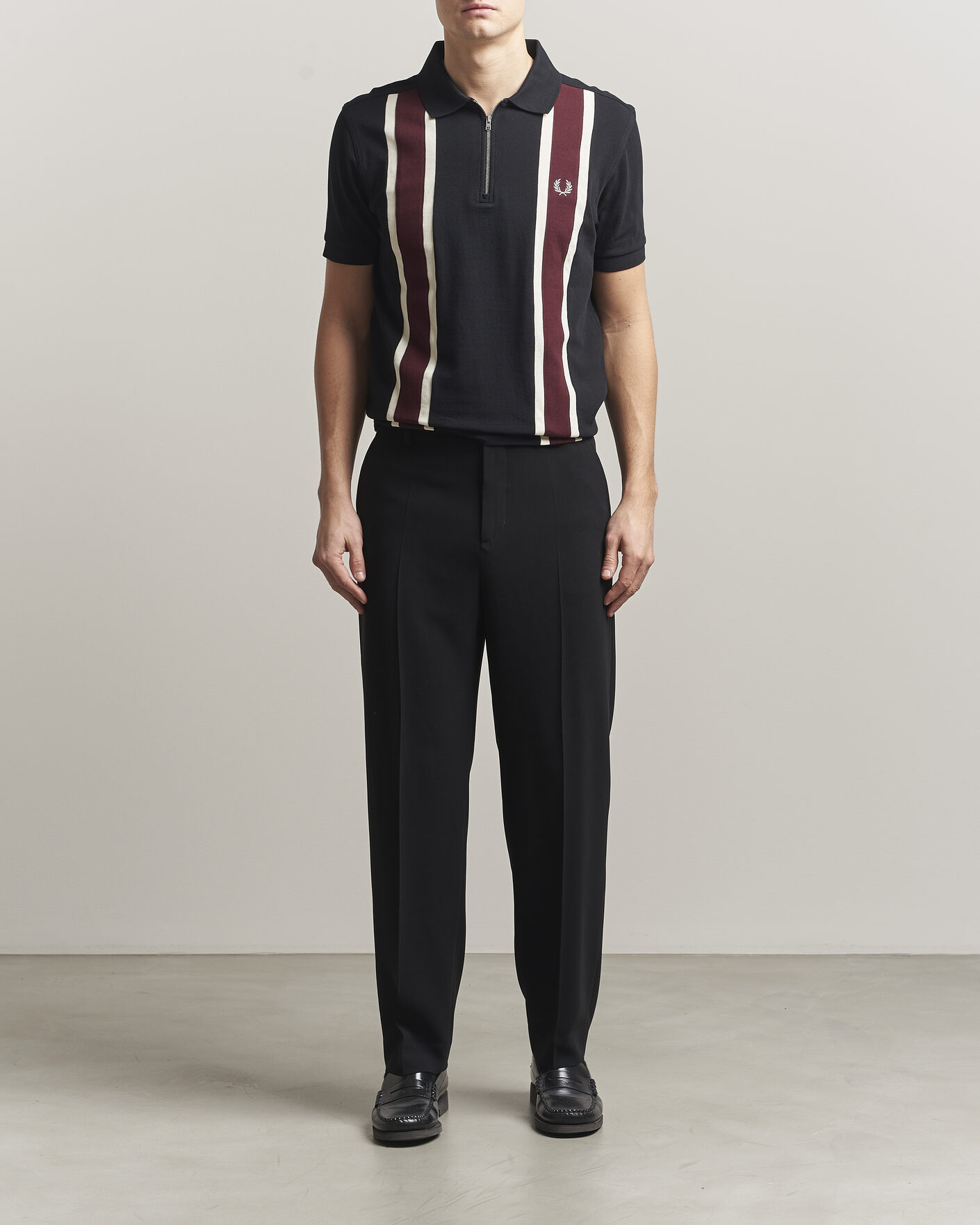 Hombres | Polos | Fred Perry | Tramline Half Zip Polo Black