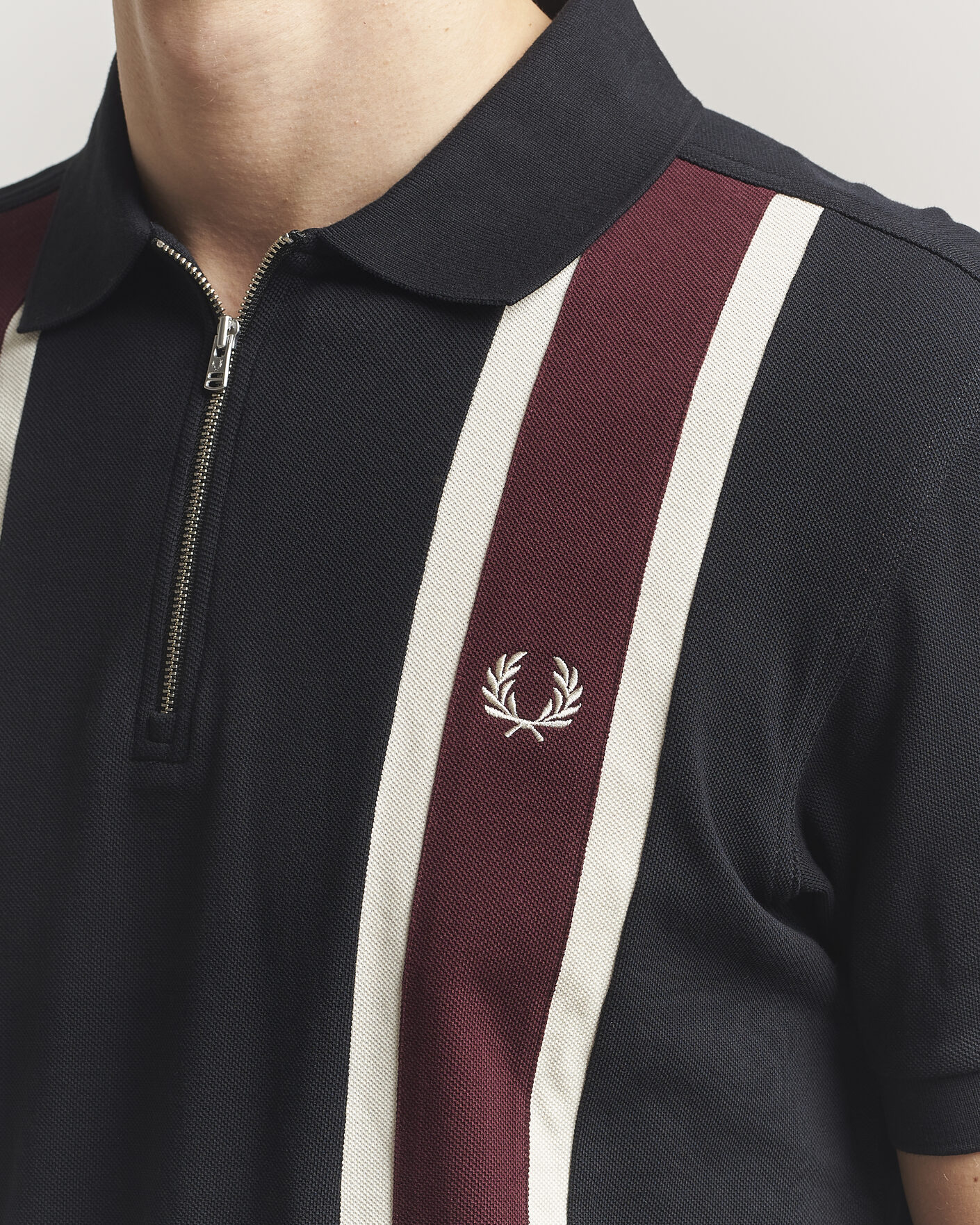 Hombres | Polos | Fred Perry | Tramline Half Zip Polo Black