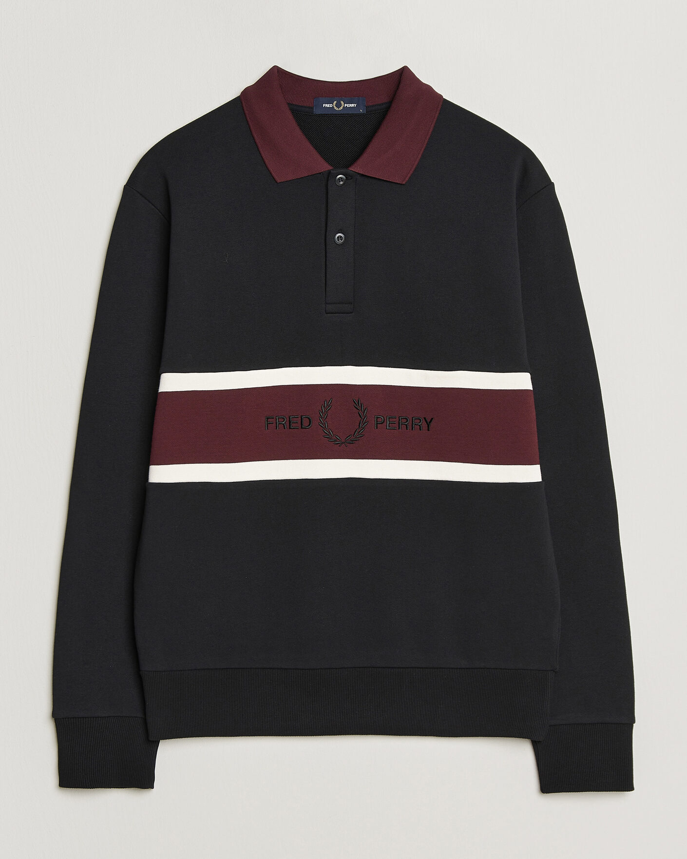 Hombres | Jerséis y prendas de punto | Fred Perry | Embroidered Paneled Polo Sweater Black