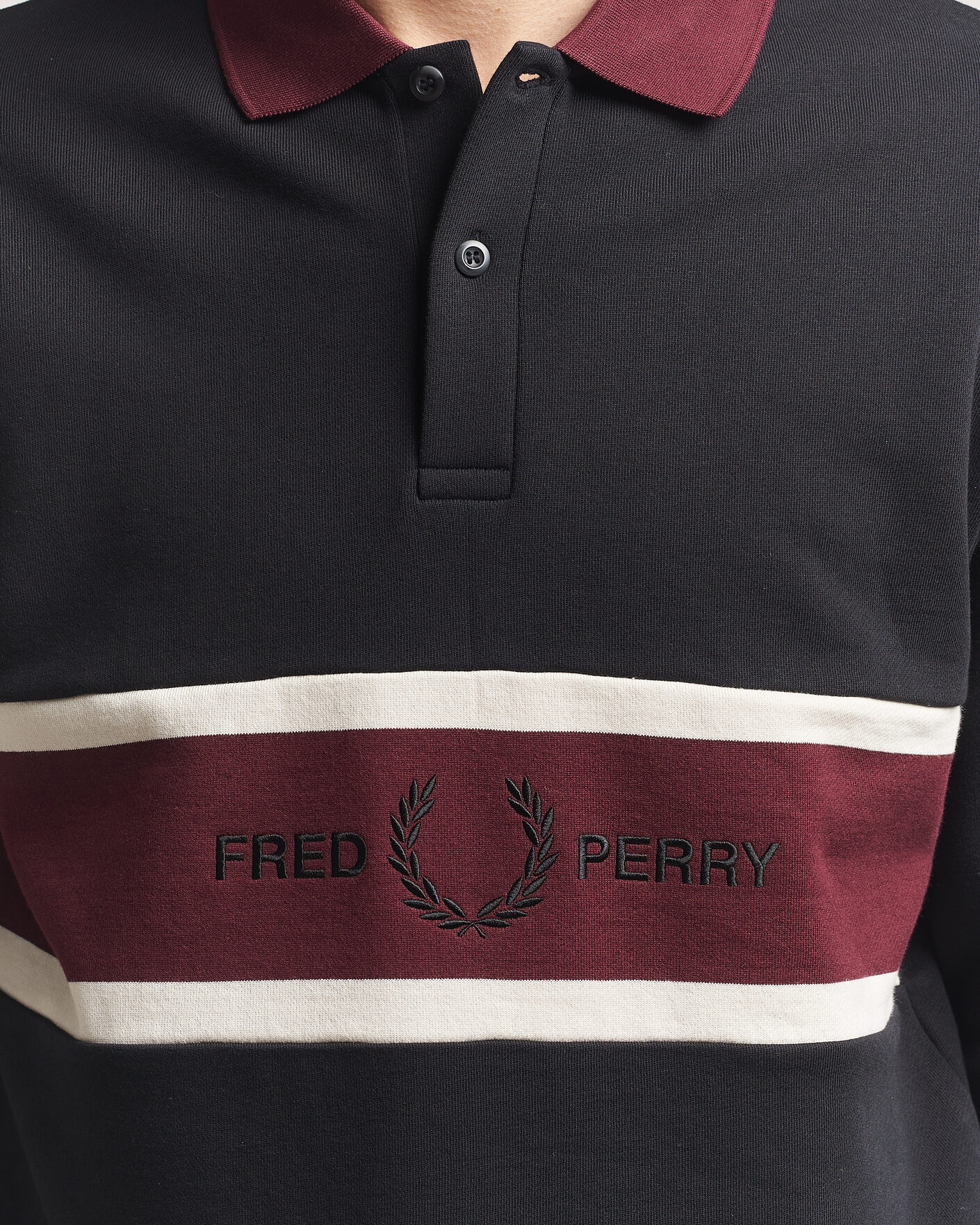 Hombres | Jerséis y prendas de punto | Fred Perry | Embroidered Paneled Polo Sweater Black