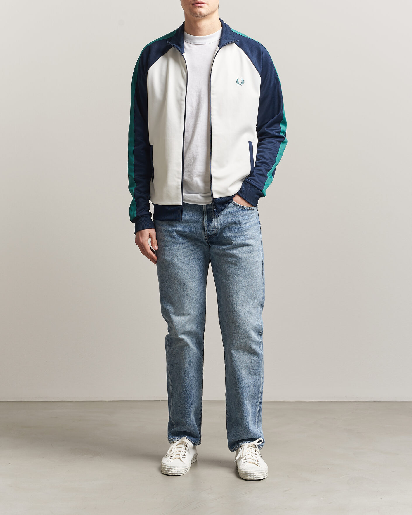 Hombres | Jerséis y prendas de punto | Fred Perry | Contrast Sleeve Track Jacket Snow White