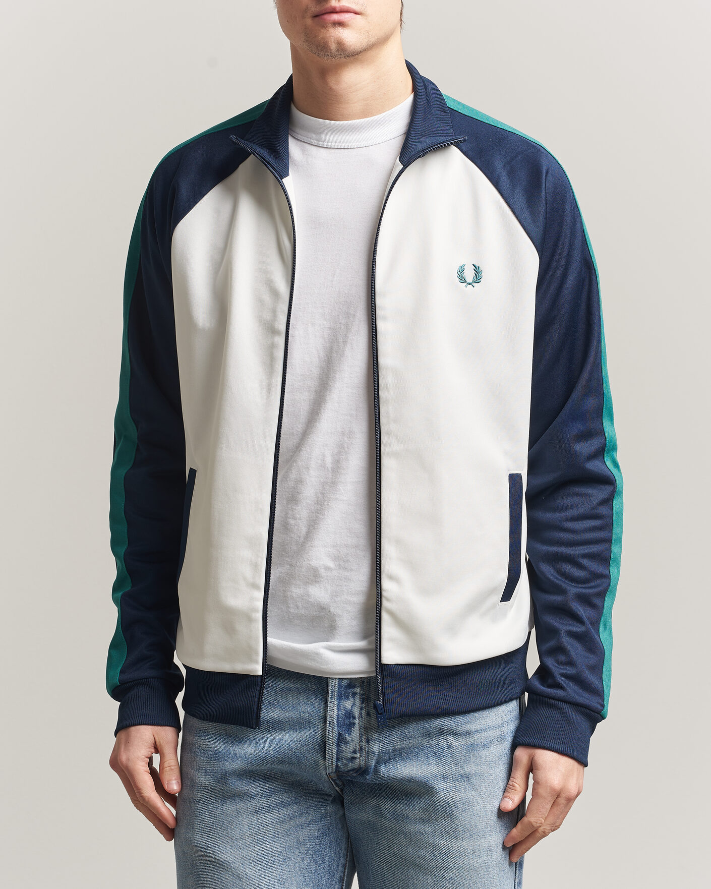 Hombres | Jerséis y prendas de punto | Fred Perry | Contrast Sleeve Track Jacket Snow White