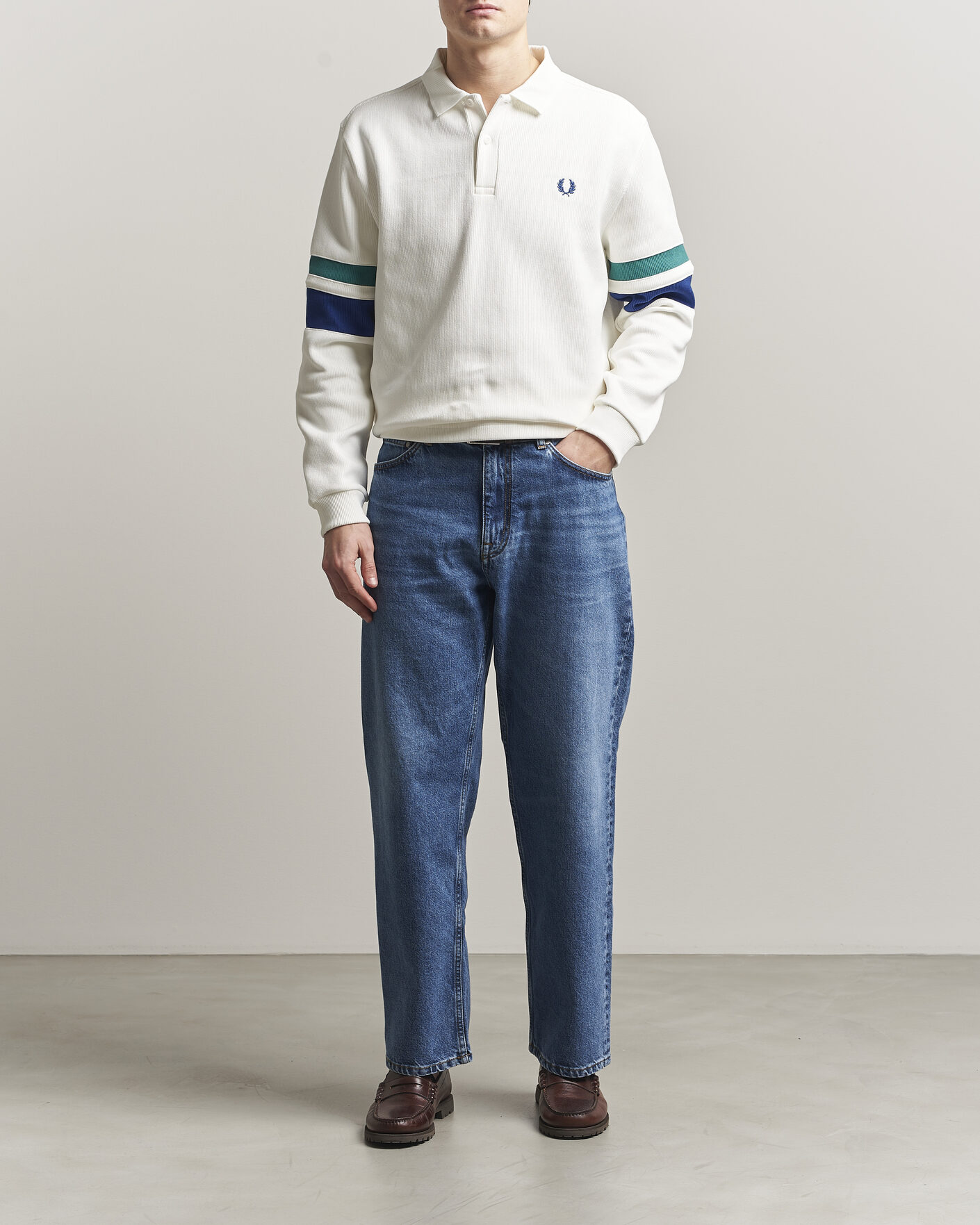 Hombres | Jerséis y prendas de punto | Fred Perry | Tipped Sleeve Rugger Snow White