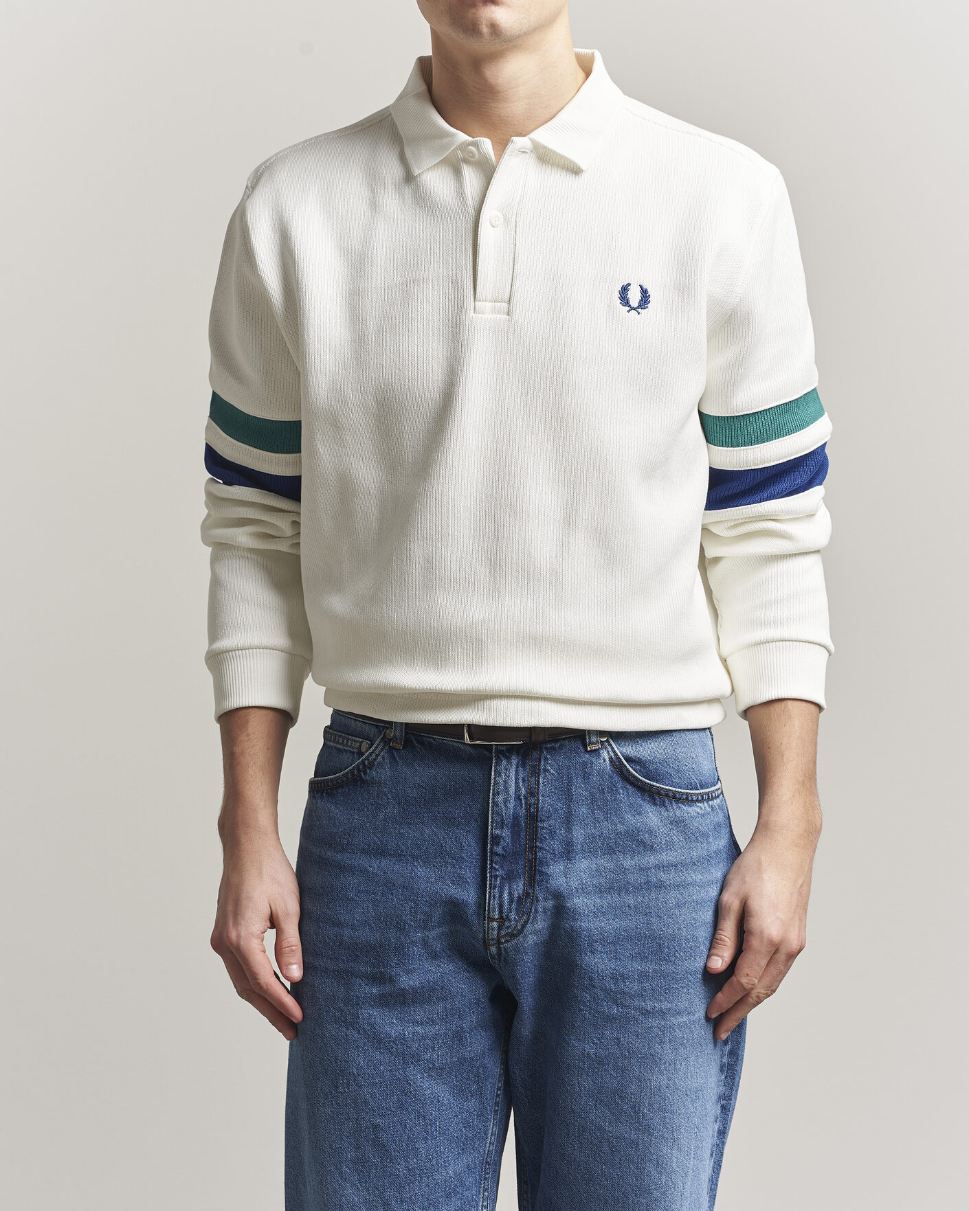Hombres | Jerséis y prendas de punto | Fred Perry | Tipped Sleeve Rugger Snow White