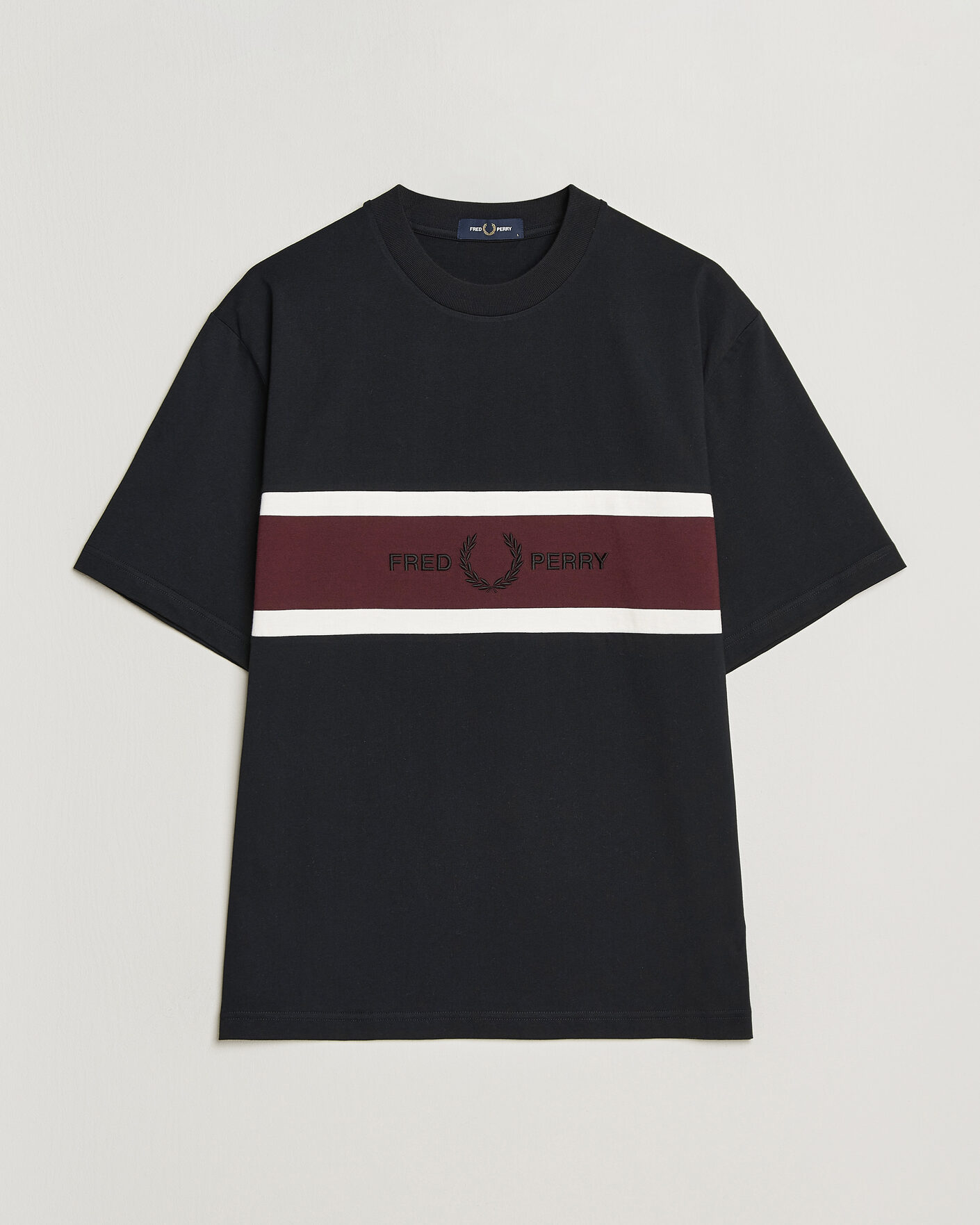 Hombres | Camisetas | Fred Perry | Embroidered Paneled T-Shirt Black