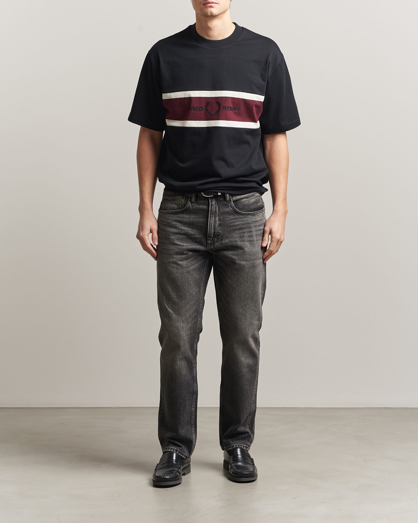 Hombres | Camisetas | Fred Perry | Embroidered Paneled T-Shirt Black
