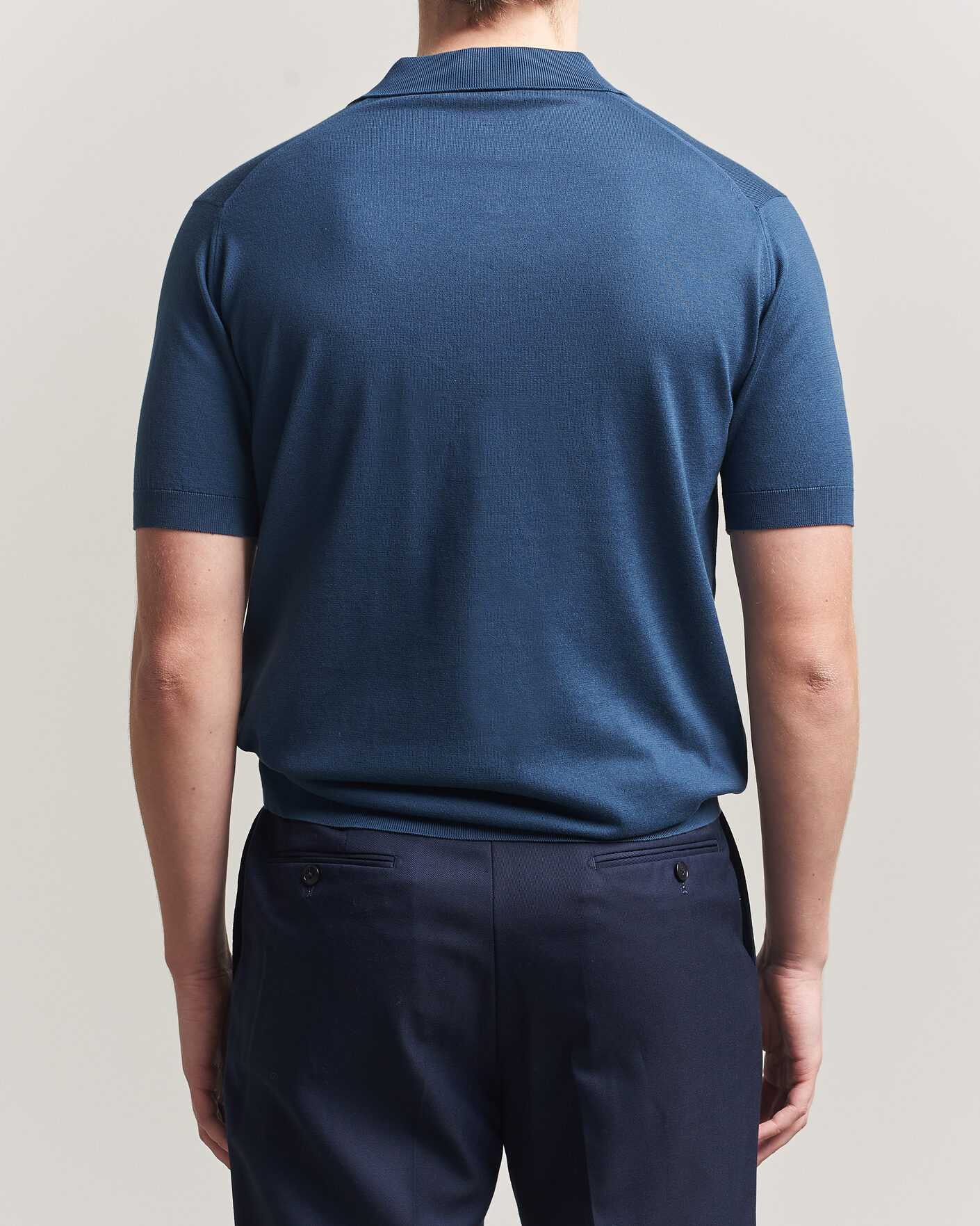 Hombres | Polos | John Smedley | Adrian Slim Fit Sea Island Cotton Polo Delft Blue