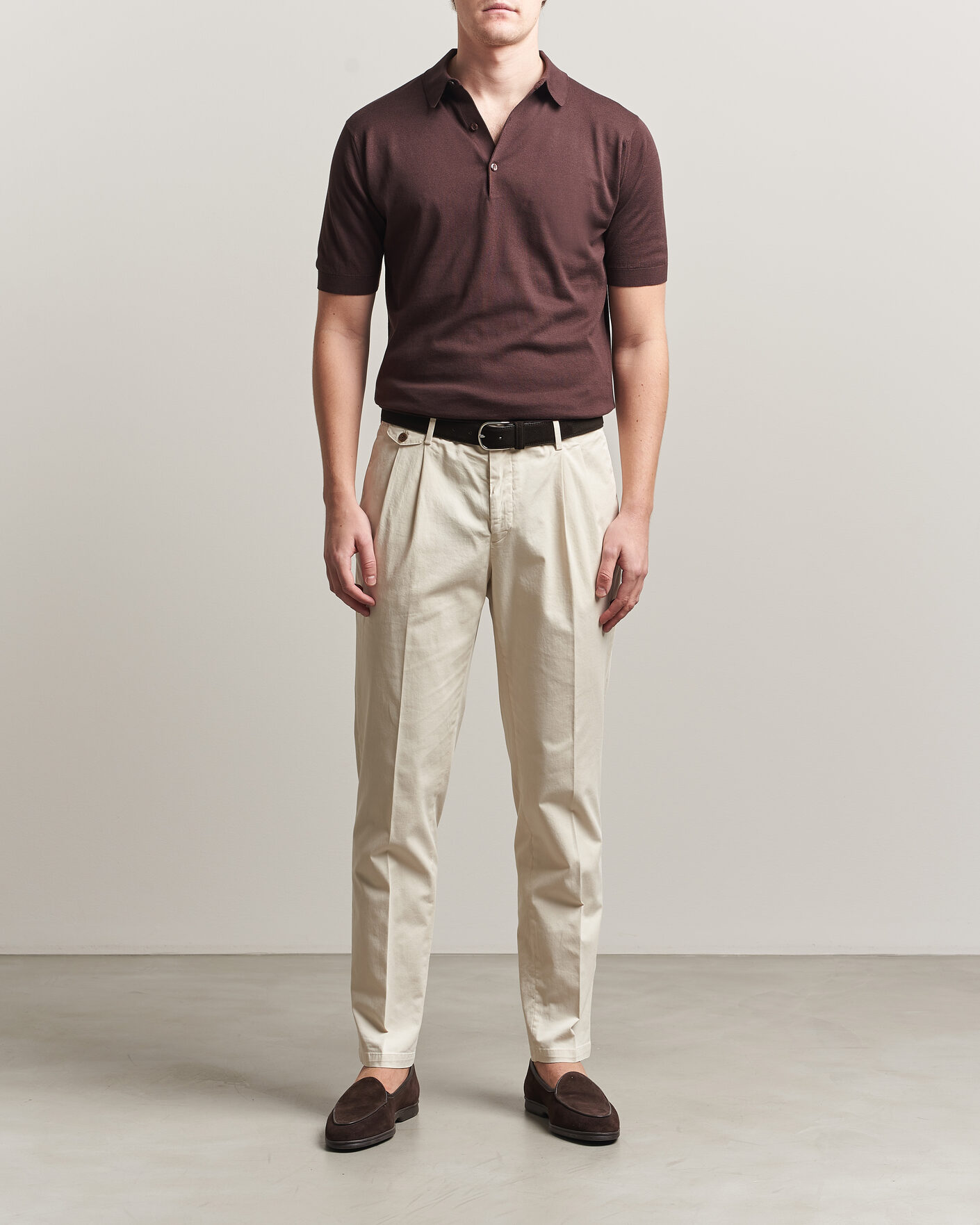 Hombres | Polos | John Smedley | Adrian Slim Fit Sea Island Cotton Polo Raisin Brown