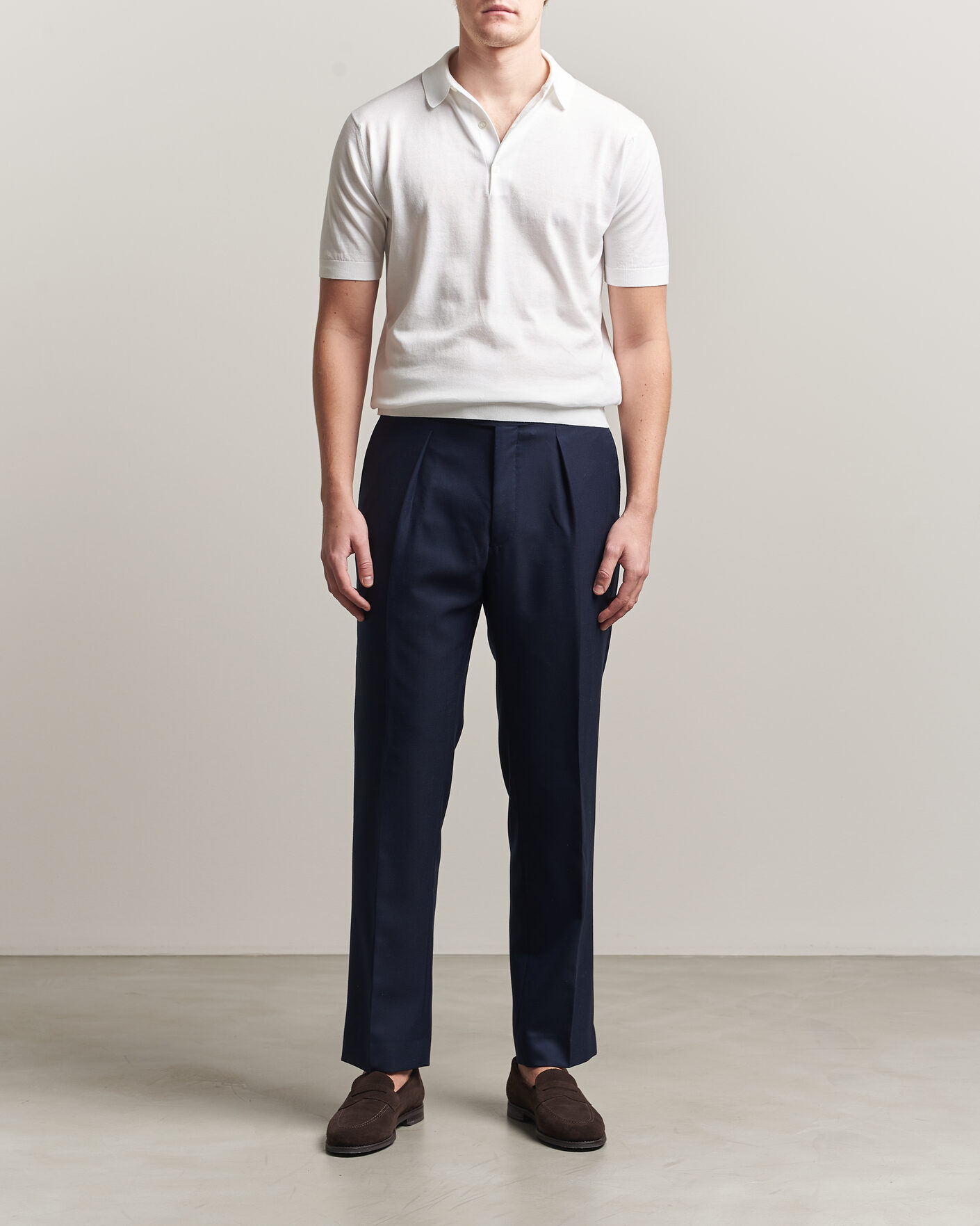 Hombres | Polos | John Smedley | Adrian Slim Fit Sea Island Cotton Polo White