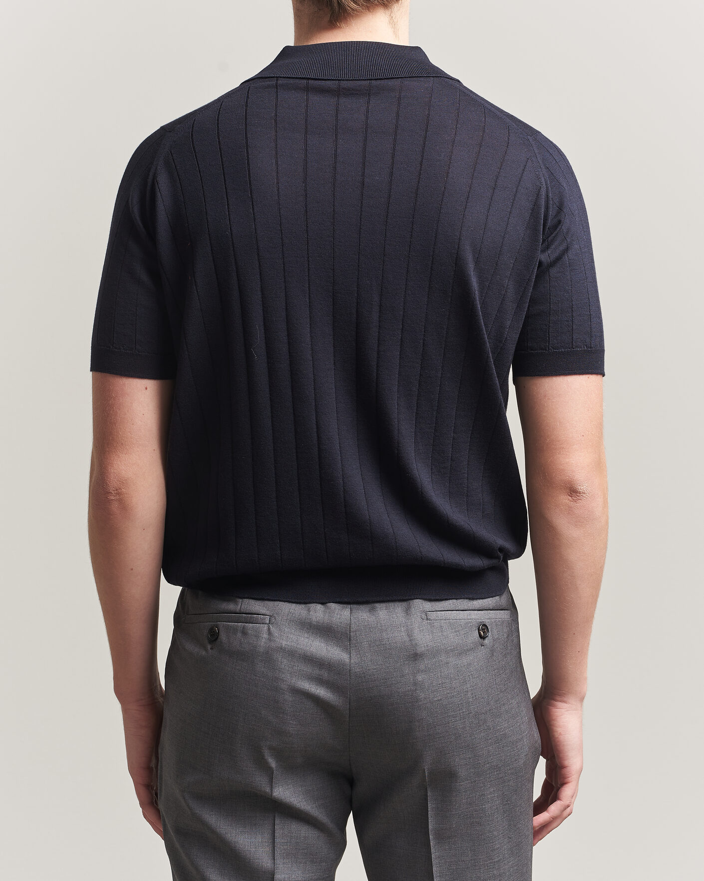 Hombres | Polos | John Smedley | Williams Merino/Cotton Knitted Polo Navy