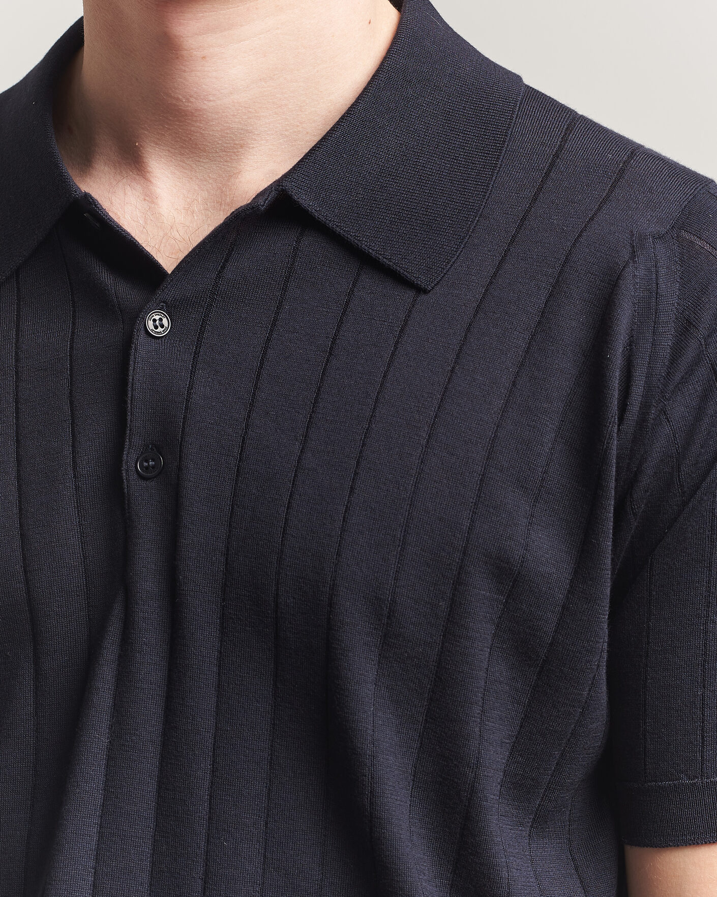 Hombres | Polos | John Smedley | Williams Merino/Cotton Knitted Polo Navy