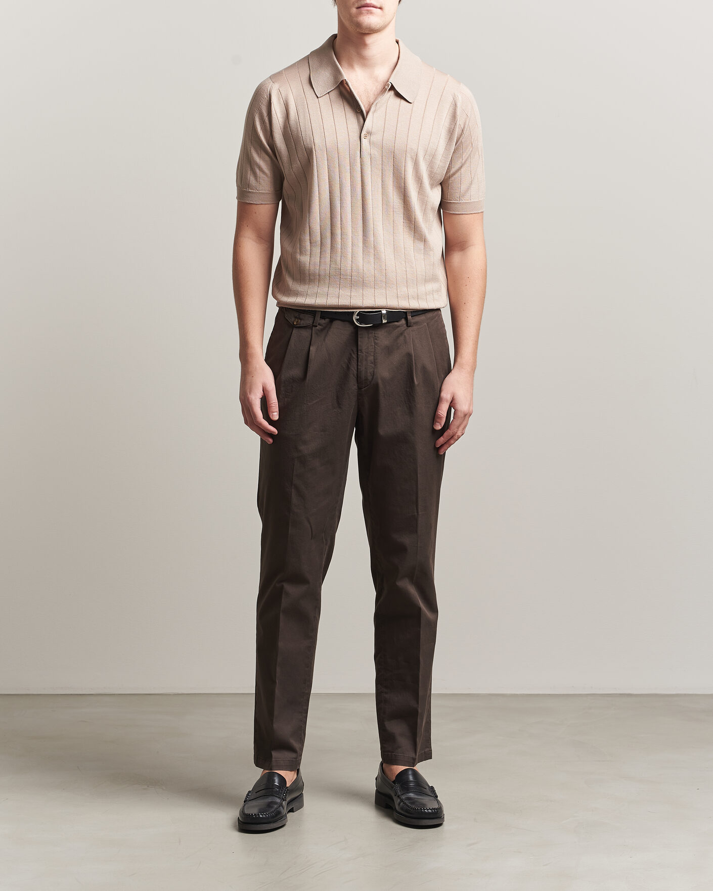 Hombres | Polos | John Smedley | Williams Merino/Cotton Knitted Polo Oat