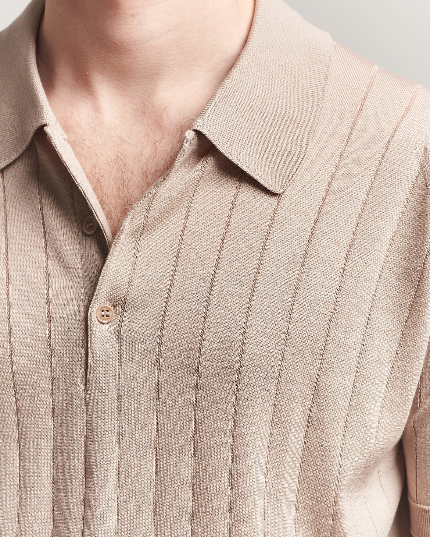 Hombres | Polos | John Smedley | Williams Merino/Cotton Knitted Polo Oat