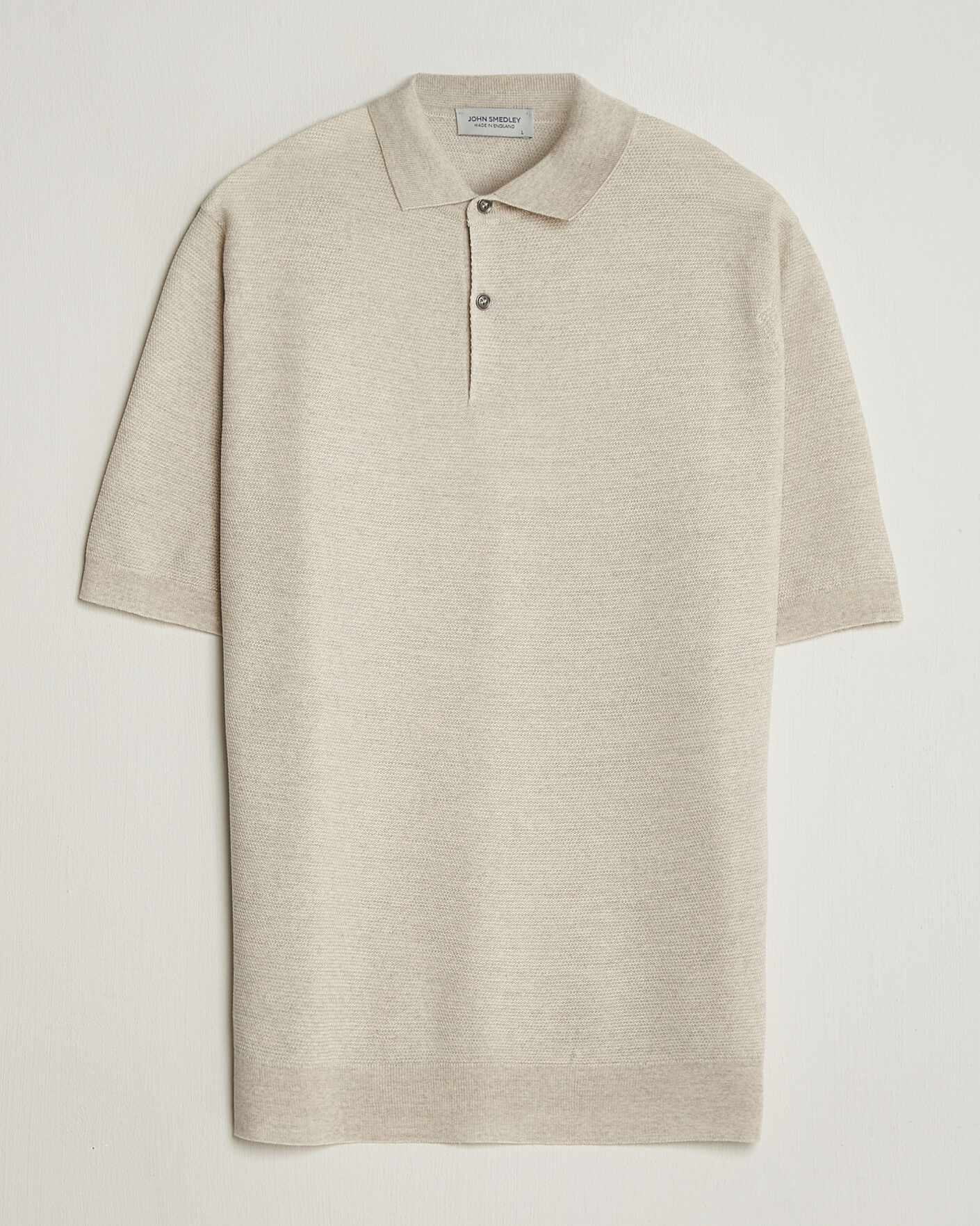 Hombres | Polos | John Smedley | 14 Singular Knitted Textured Polo Grey Fleece