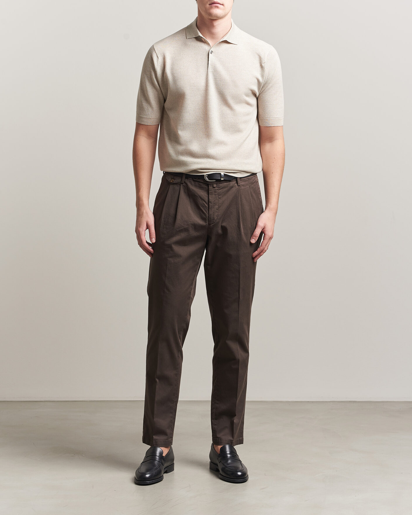 Hombres | Polos | John Smedley | 14 Singular Knitted Textured Polo Grey Fleece