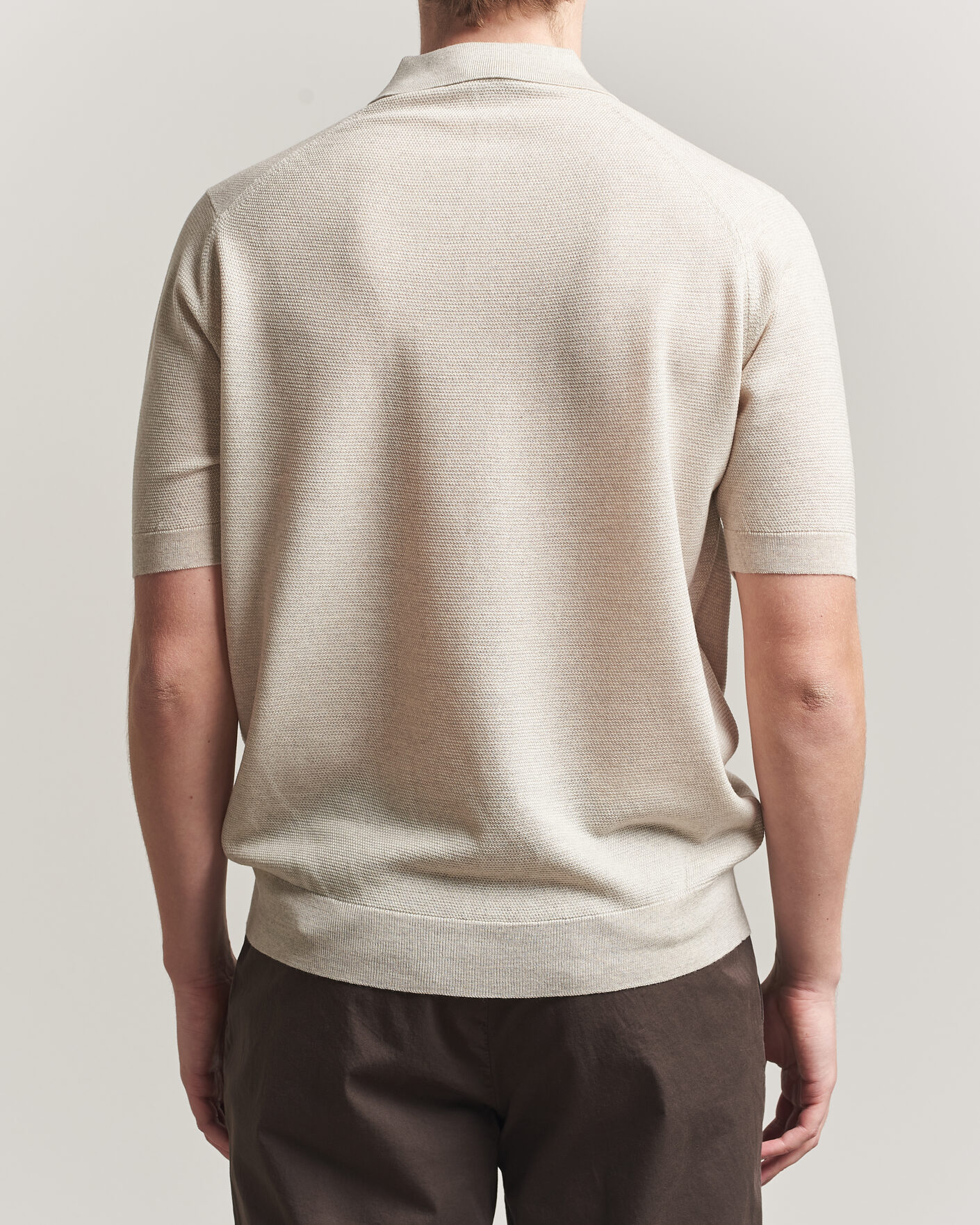 Hombres | Polos | John Smedley | 14 Singular Knitted Textured Polo Grey Fleece