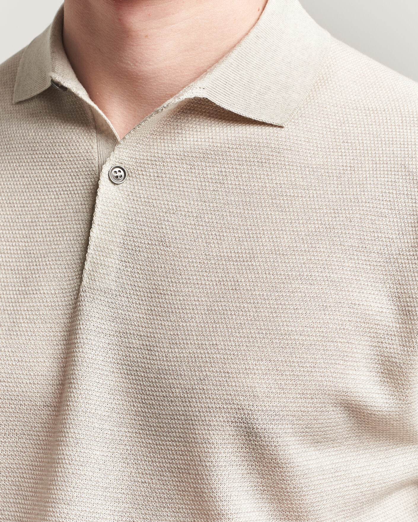 Hombres | Polos | John Smedley | 14 Singular Knitted Textured Polo Grey Fleece
