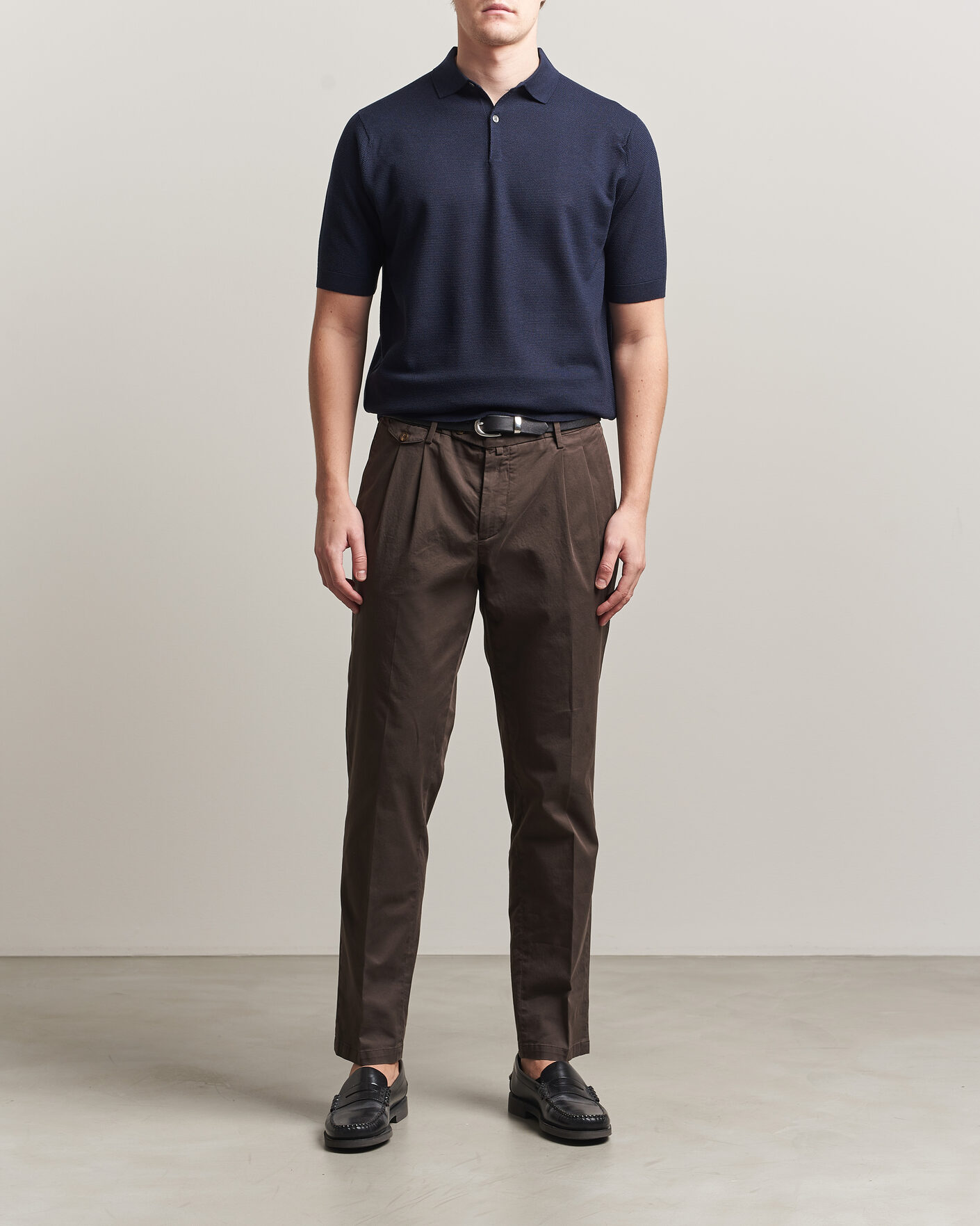 Hombres | Polos | John Smedley | 14 Singular Knitted Textured Polo Midnight