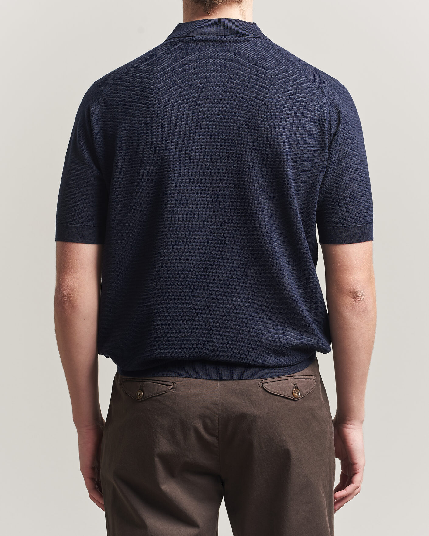 Hombres | Polos | John Smedley | 14 Singular Knitted Textured Polo Midnight